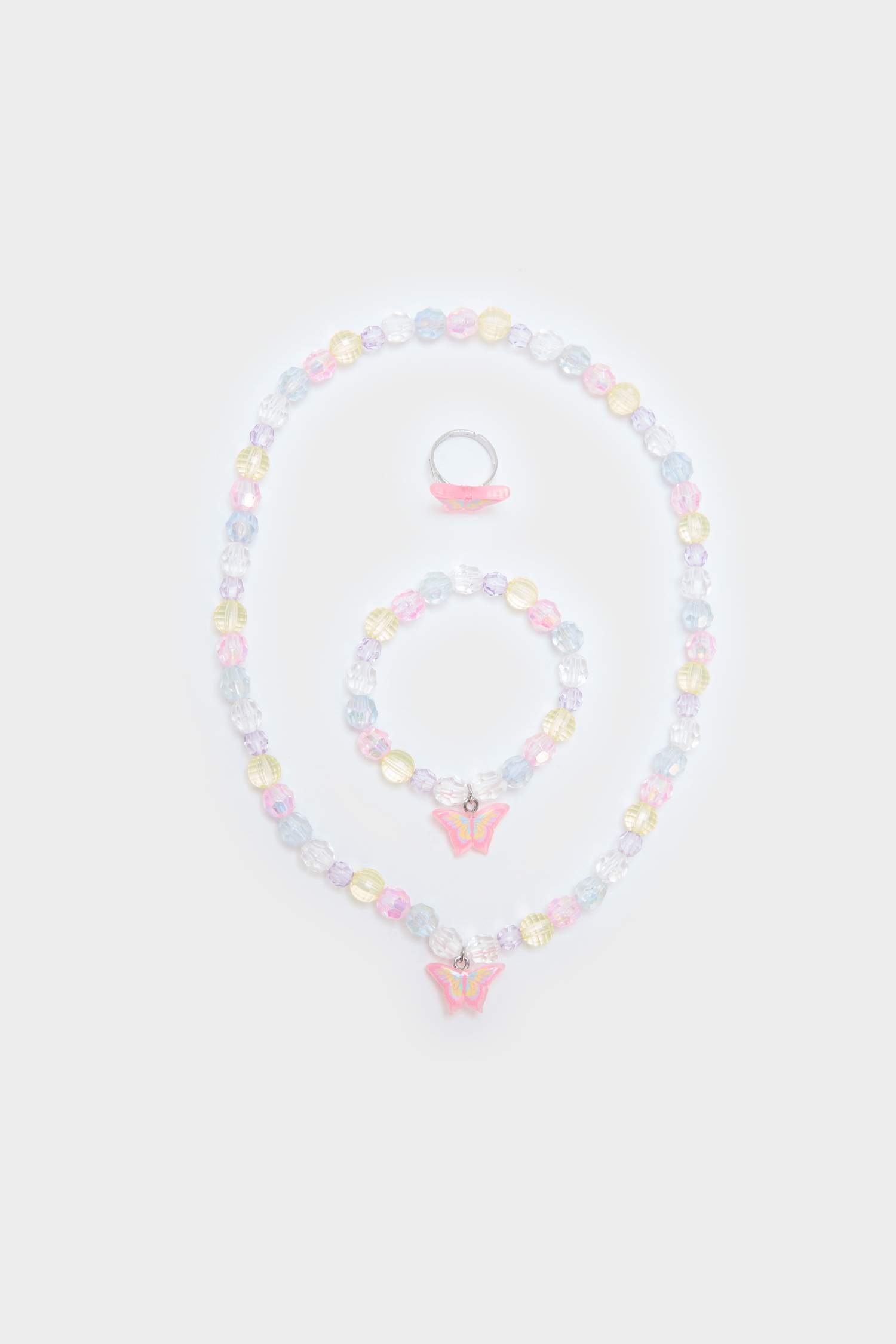 Kız Çocuk Renkli Kolye Küpe Bileklik Seti