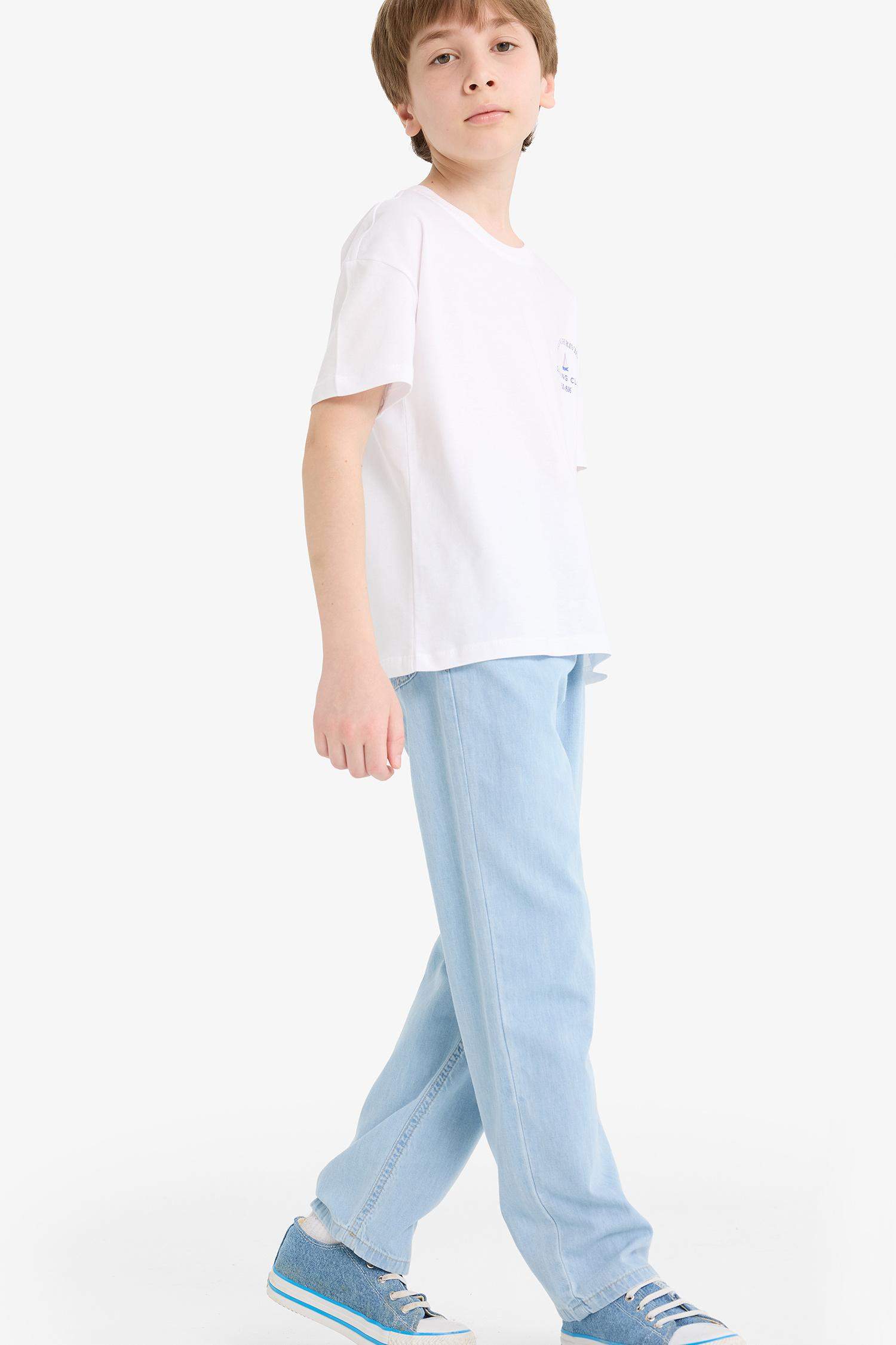 Erkek Çocuk Beli Lastikli Düz Paça Jean Pantolon