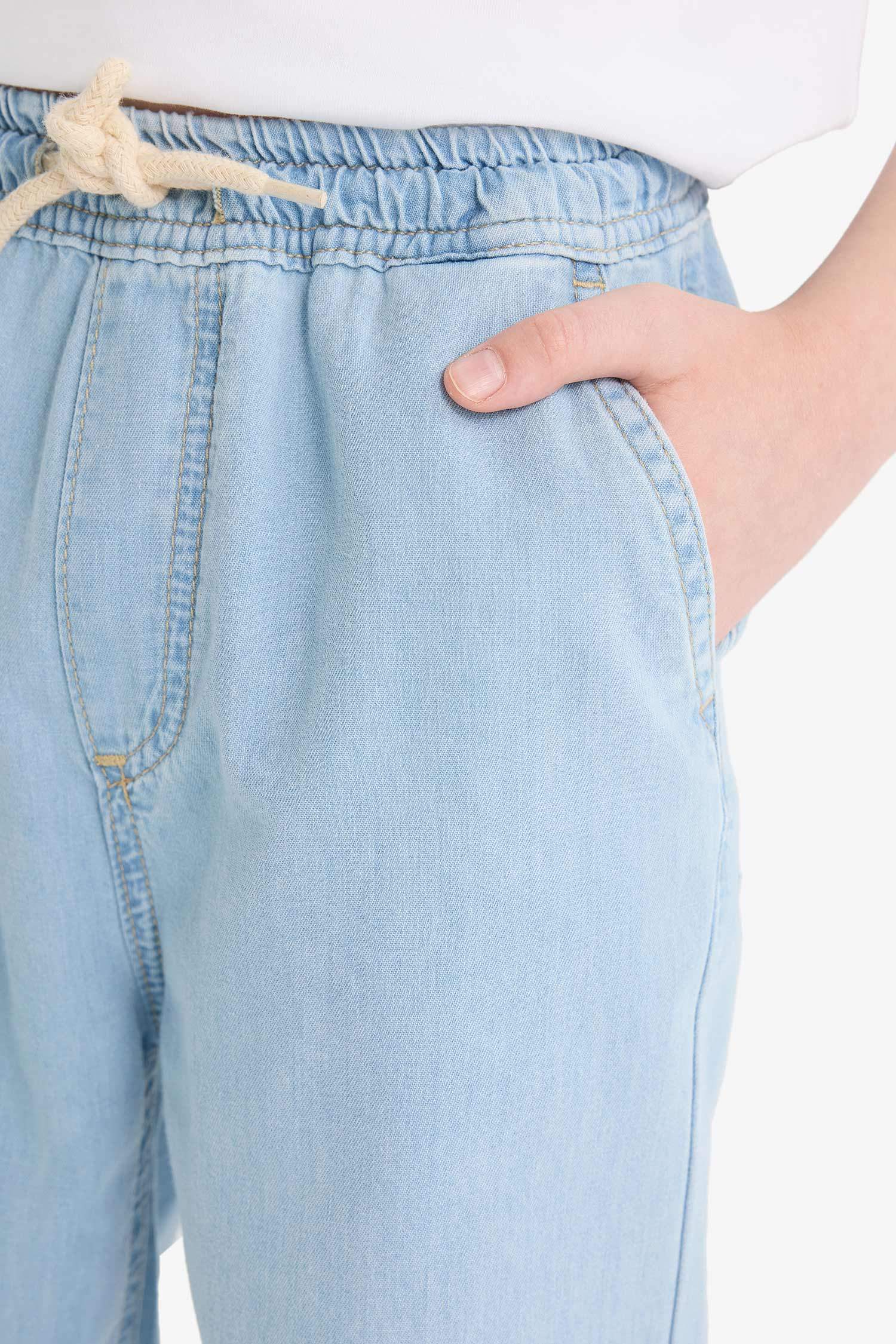 Erkek Çocuk Beli Lastikli Düz Paça Jean Pantolon