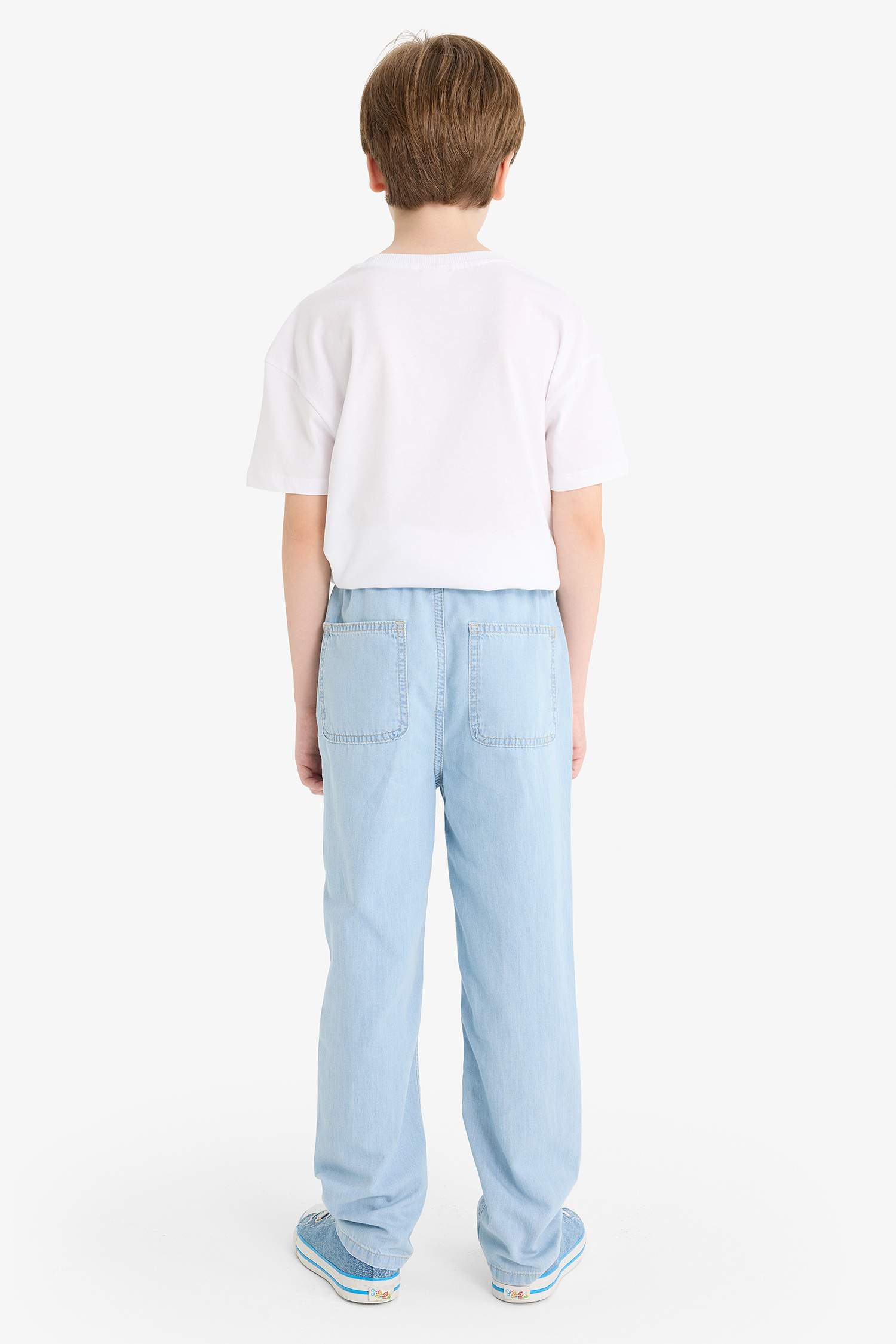 Erkek Çocuk Beli Lastikli Düz Paça Jean Pantolon