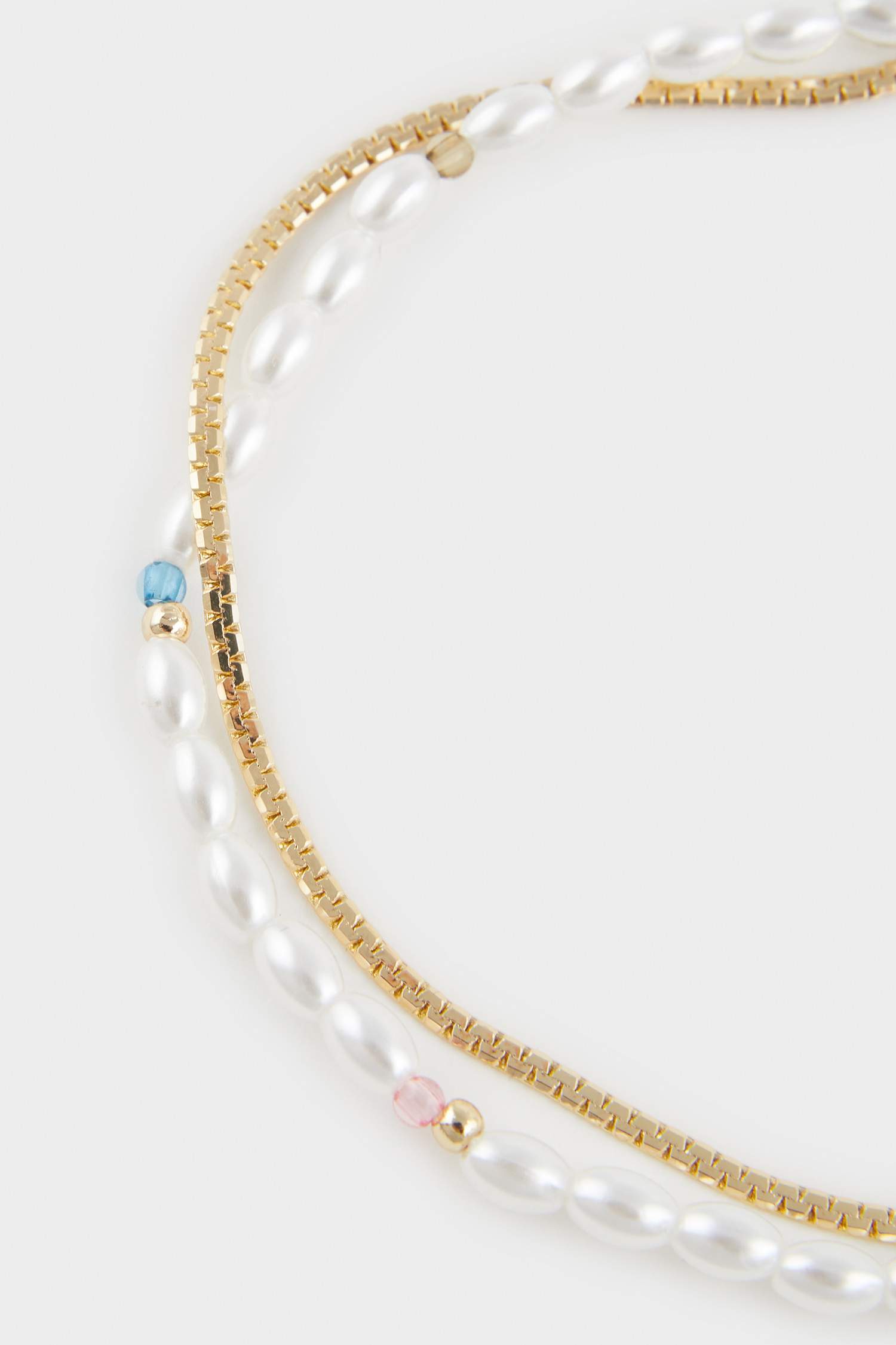 Woman 2 Piece Golden Anklets With Pearls