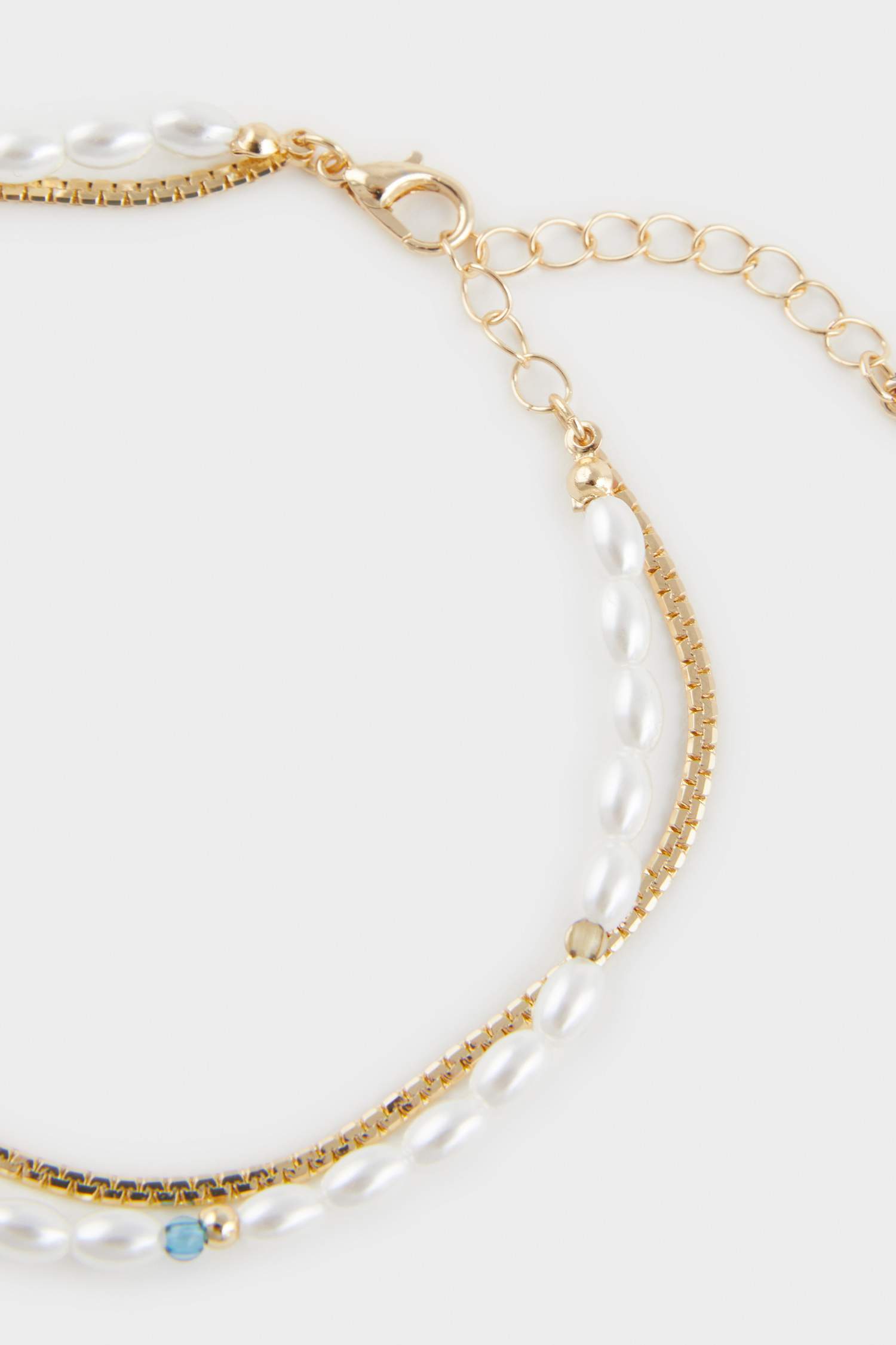 Woman 2 Piece Golden Anklets With Pearls