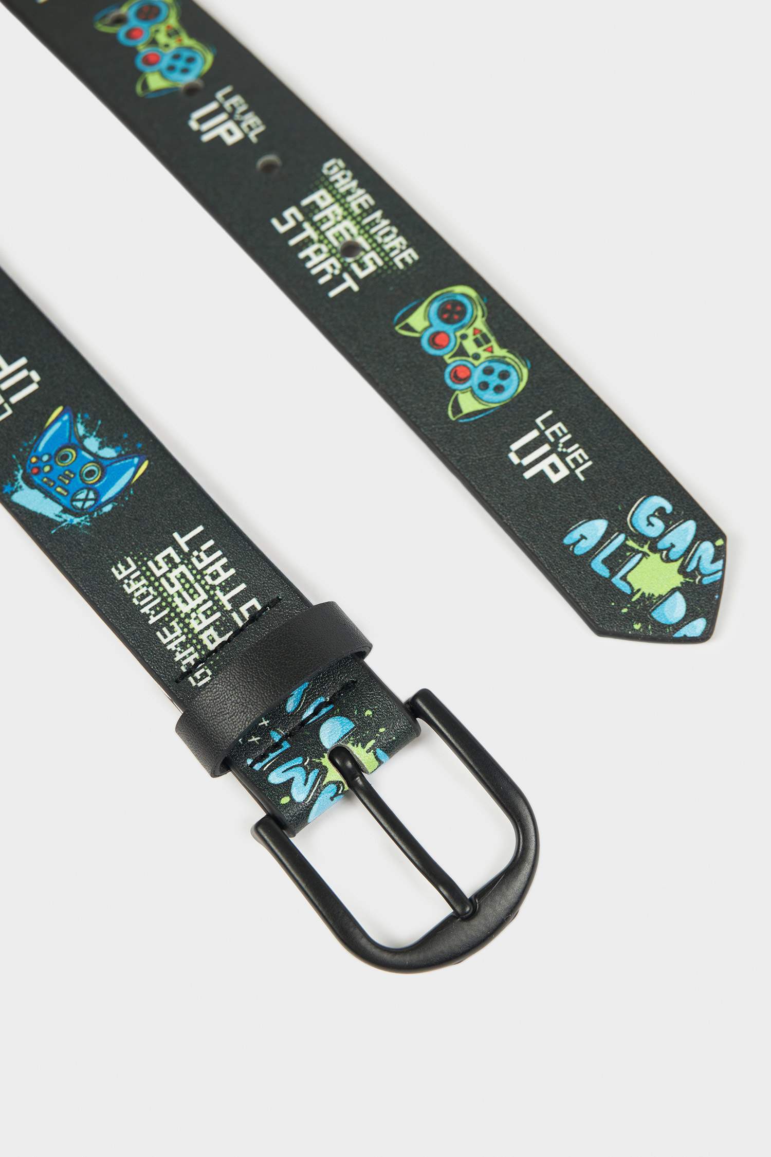 Erkek Çocuk Baskılı Dikdörtgen Toka Suni Deri Günlük Kemer