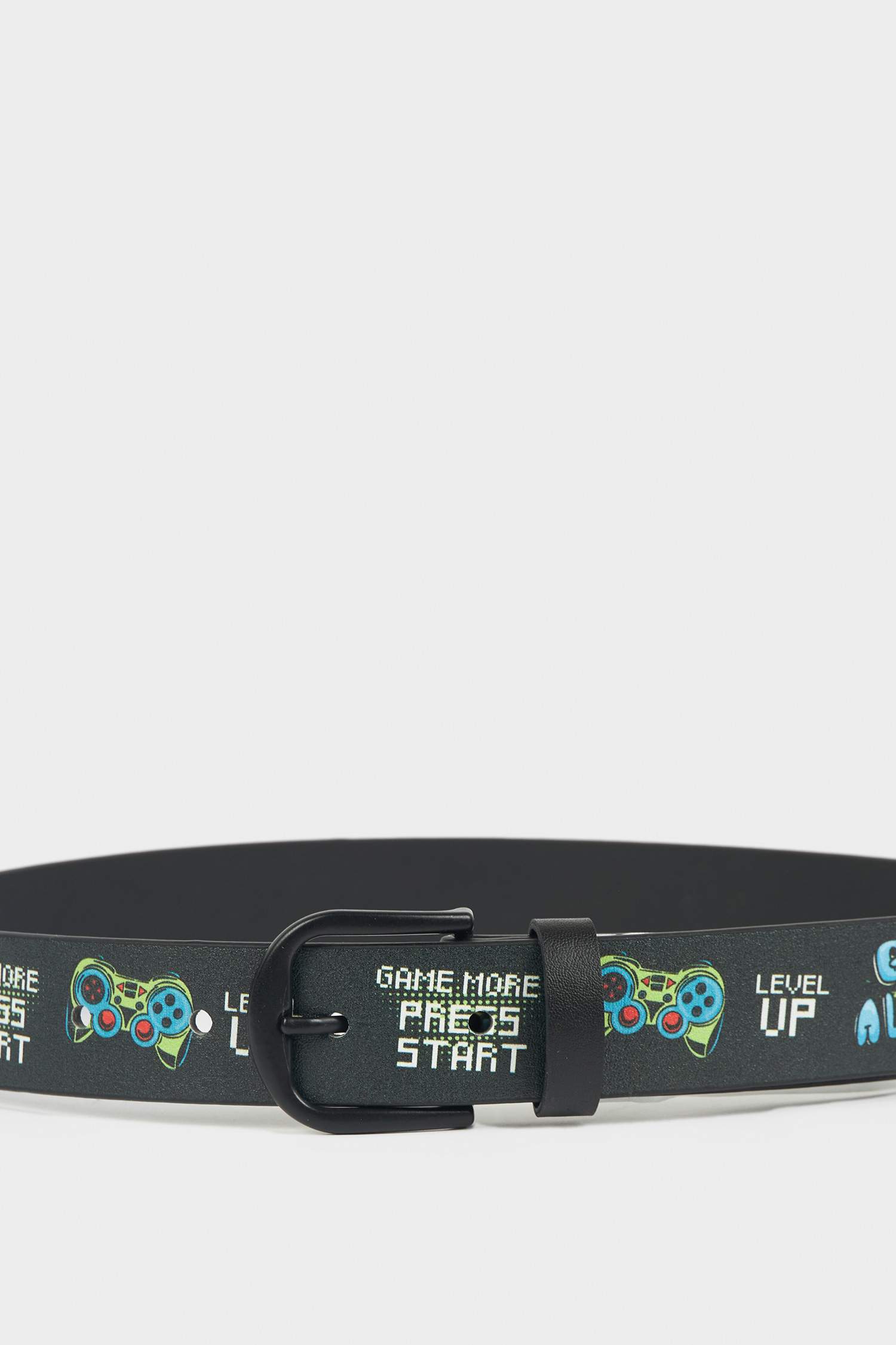 Erkek Çocuk Baskılı Dikdörtgen Toka Suni Deri Günlük Kemer