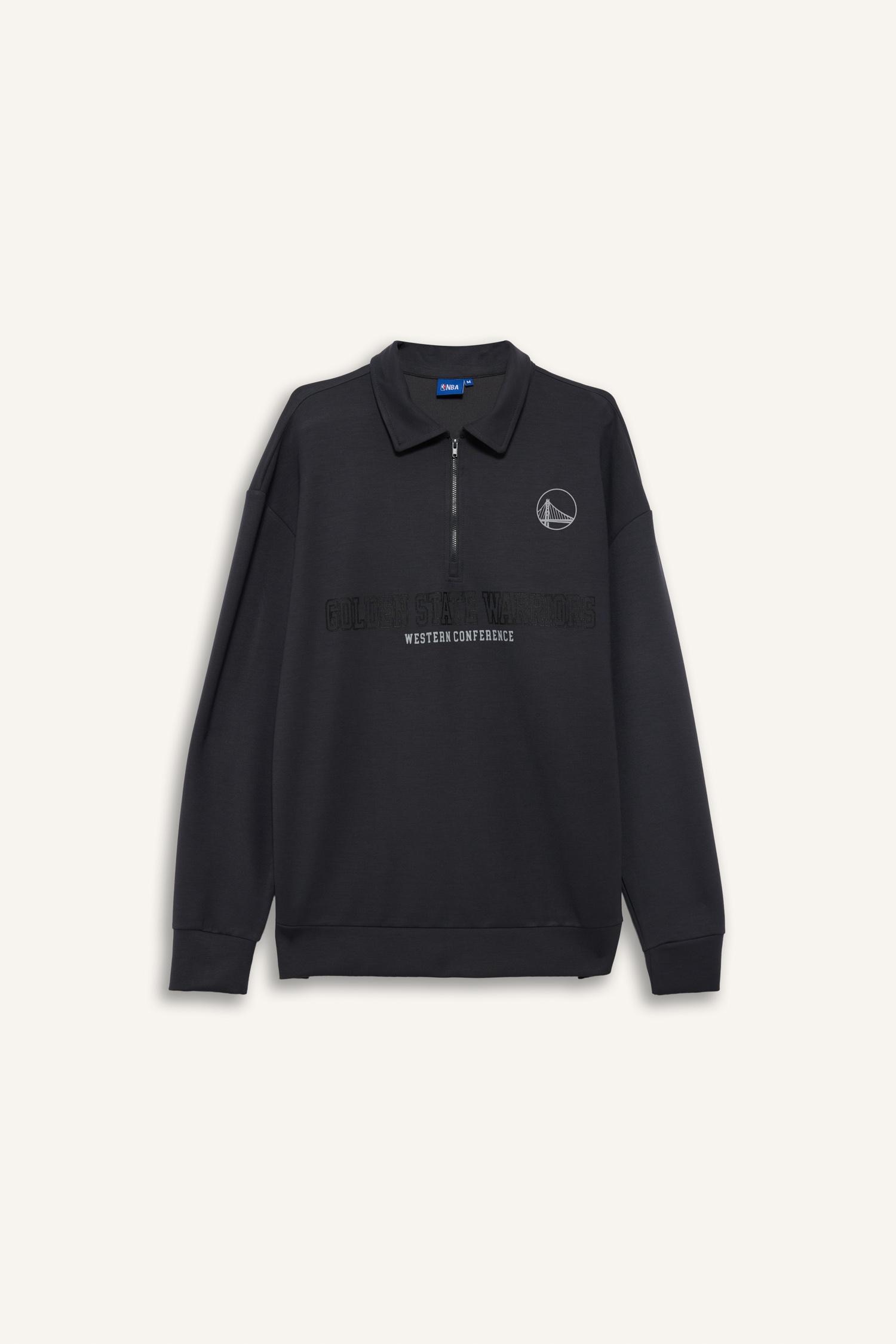 DeFacto NBA Golden State Warrıors Boxy Fıt Polo Yaka Skuba Dalgıç Kumaş Sweatshirt görsel 4