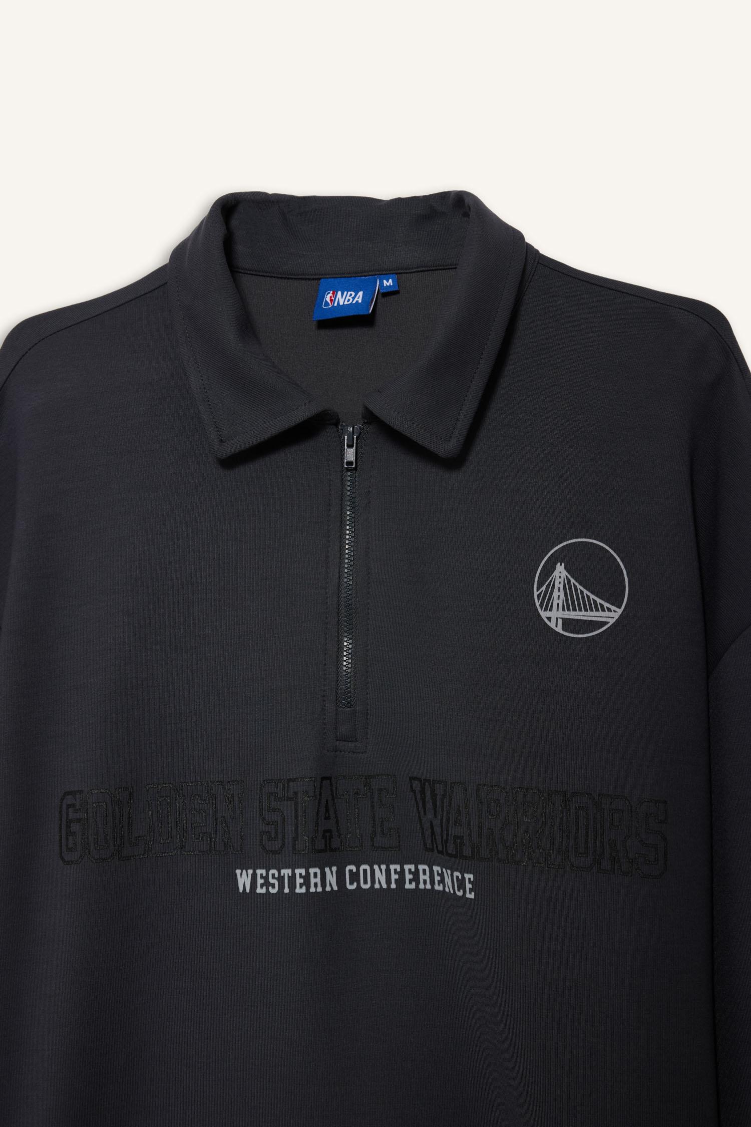 DeFacto NBA Golden State Warrıors Boxy Fıt Polo Yaka Skuba Dalgıç Kumaş Sweatshirt görsel 5