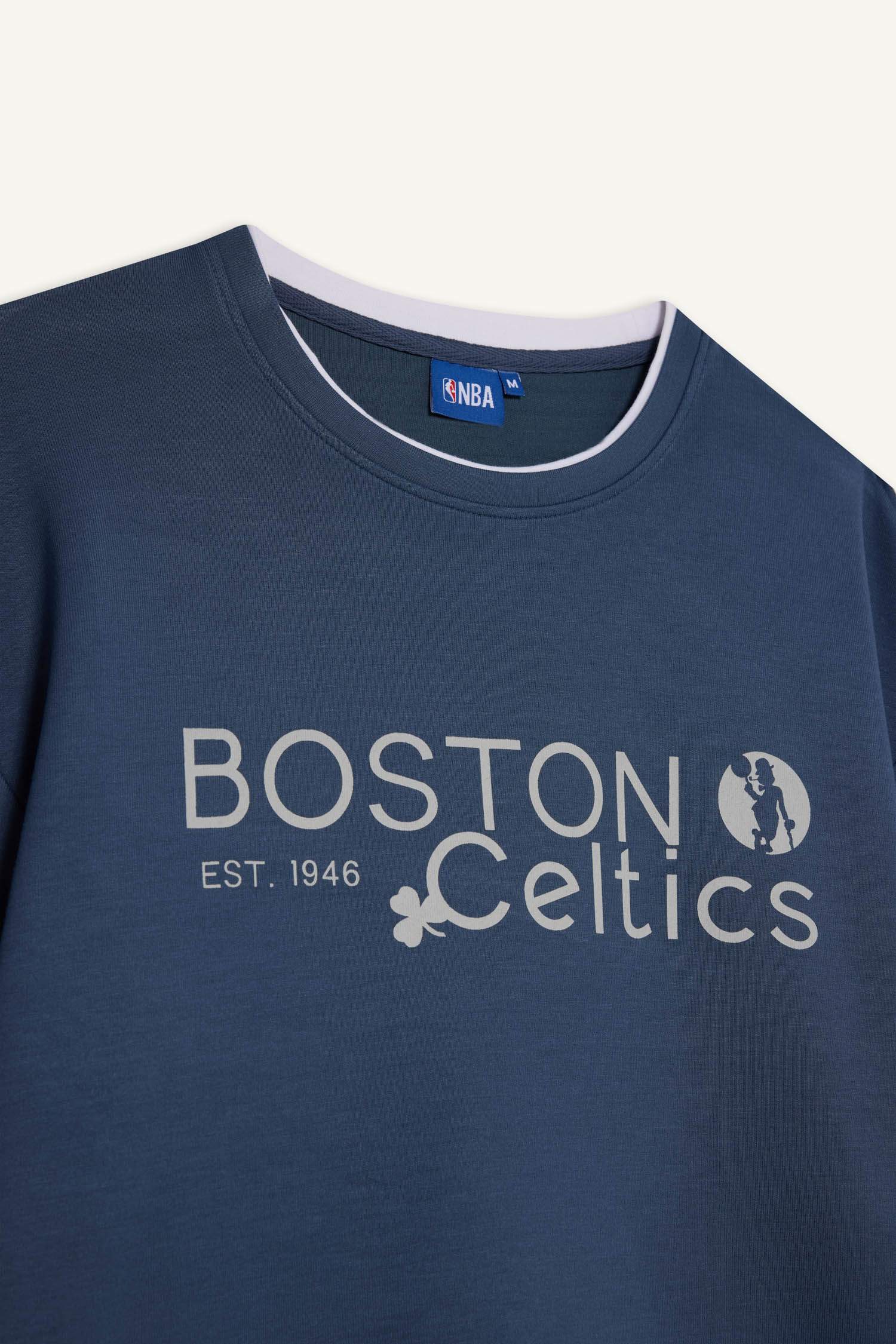 NBA Boston Celtıcs Boxy Fıt Bisiklet Yaka Skuba Dalgıç Kumaş Sweatshirt