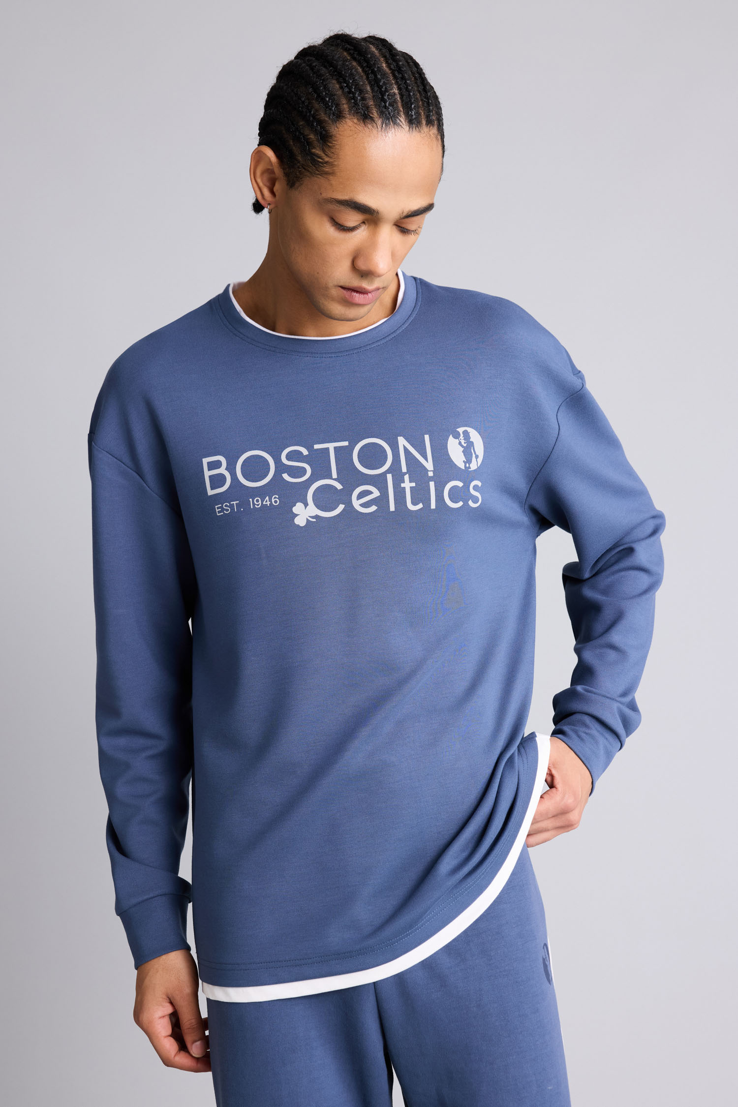 DeFacto NBA Boston Celtıcs Boxy Fıt Bisiklet Yaka Skuba Dalgıç Kumaş Sweatshirt görsel 5