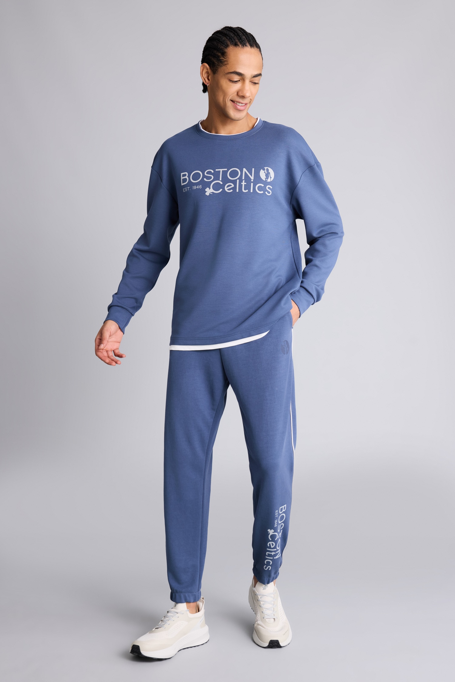 DeFacto NBA Boston Celtıcs Boxy Fıt Bisiklet Yaka Skuba Dalgıç Kumaş Sweatshirt görsel 7