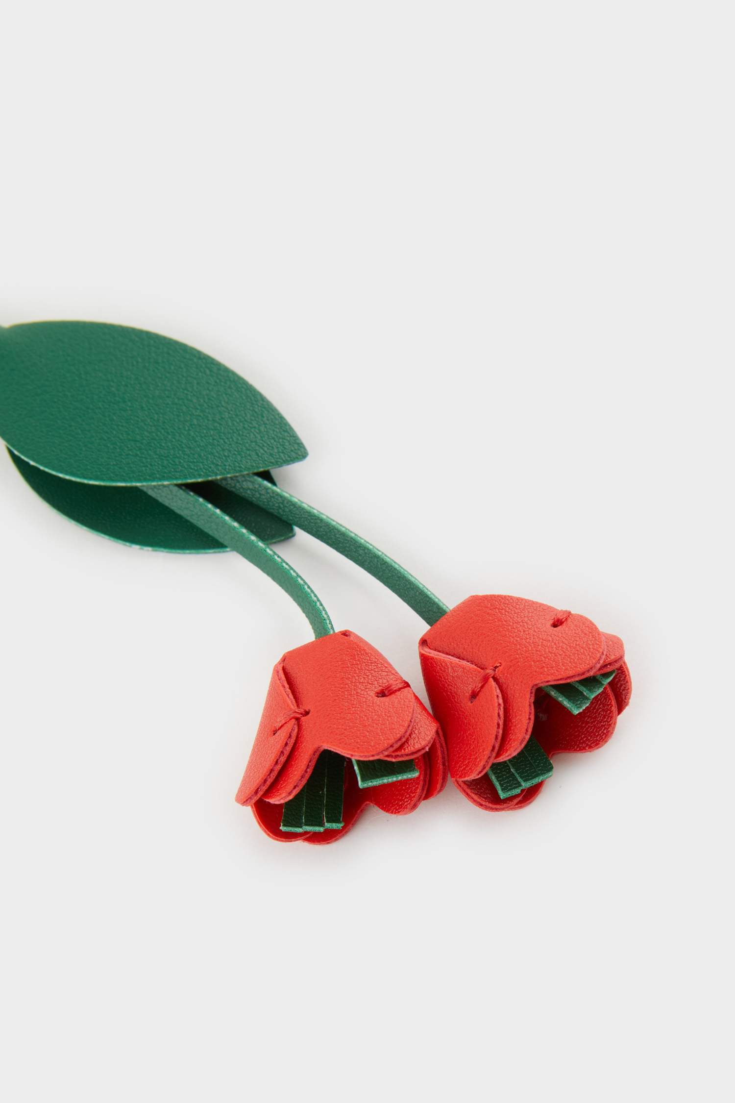 Kadın Kırmızı Lale Detaylı Charm Anahtarlık