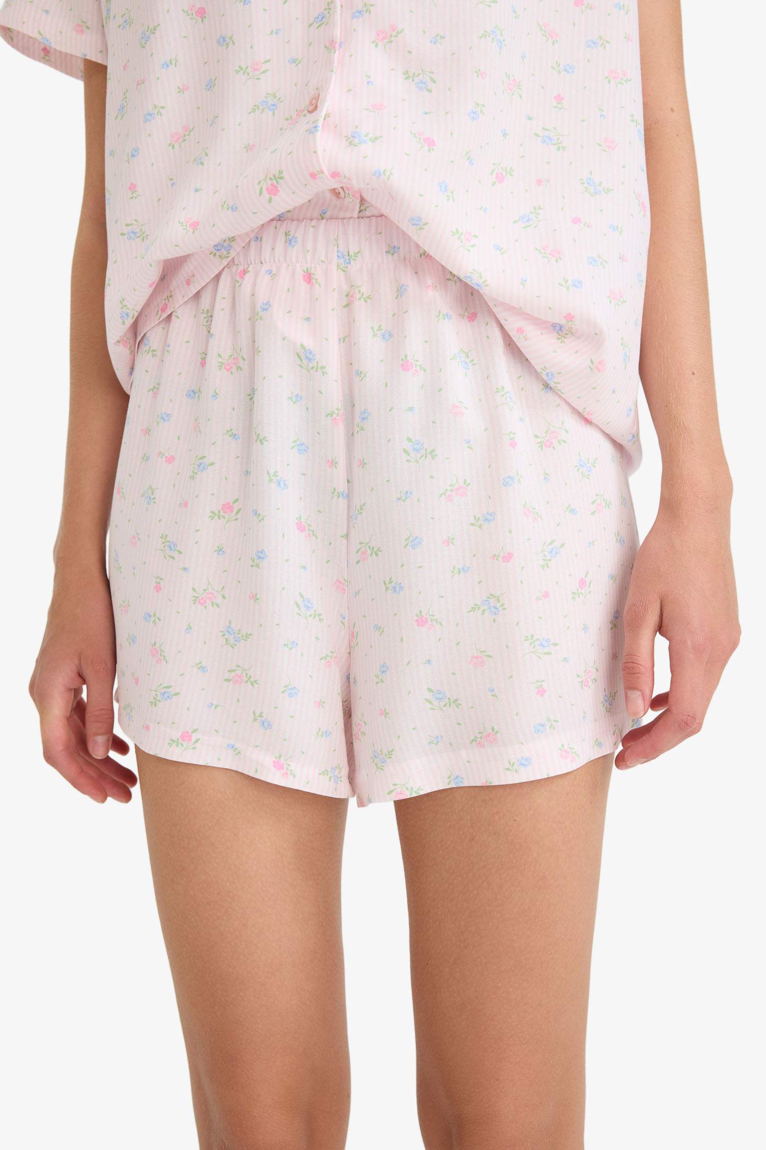 Regular Fit Pijama Takımı Kısa Kollu Viskon Üst Şort