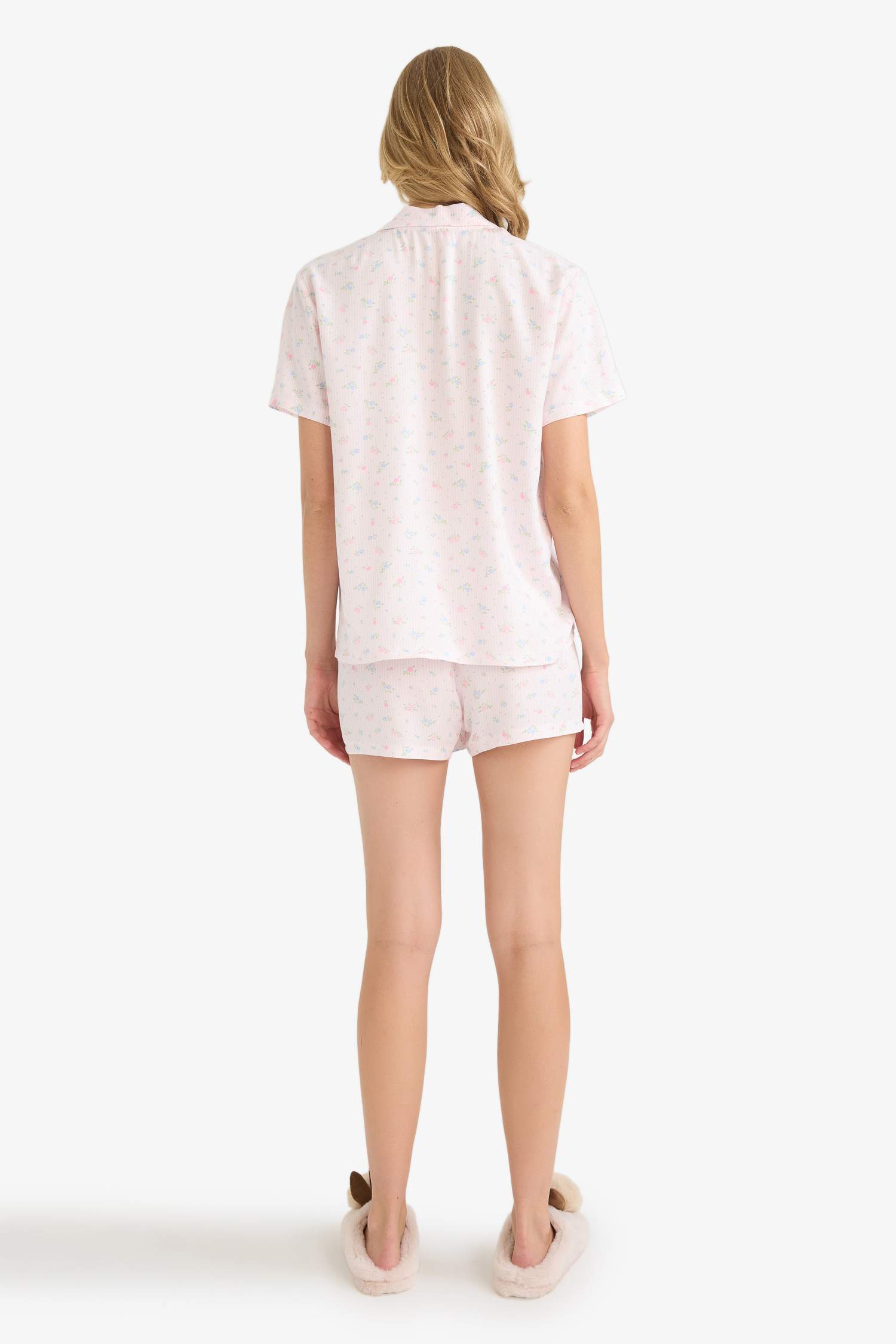 Regular Fit Pijama Takımı Kısa Kollu Viskon Üst Şort