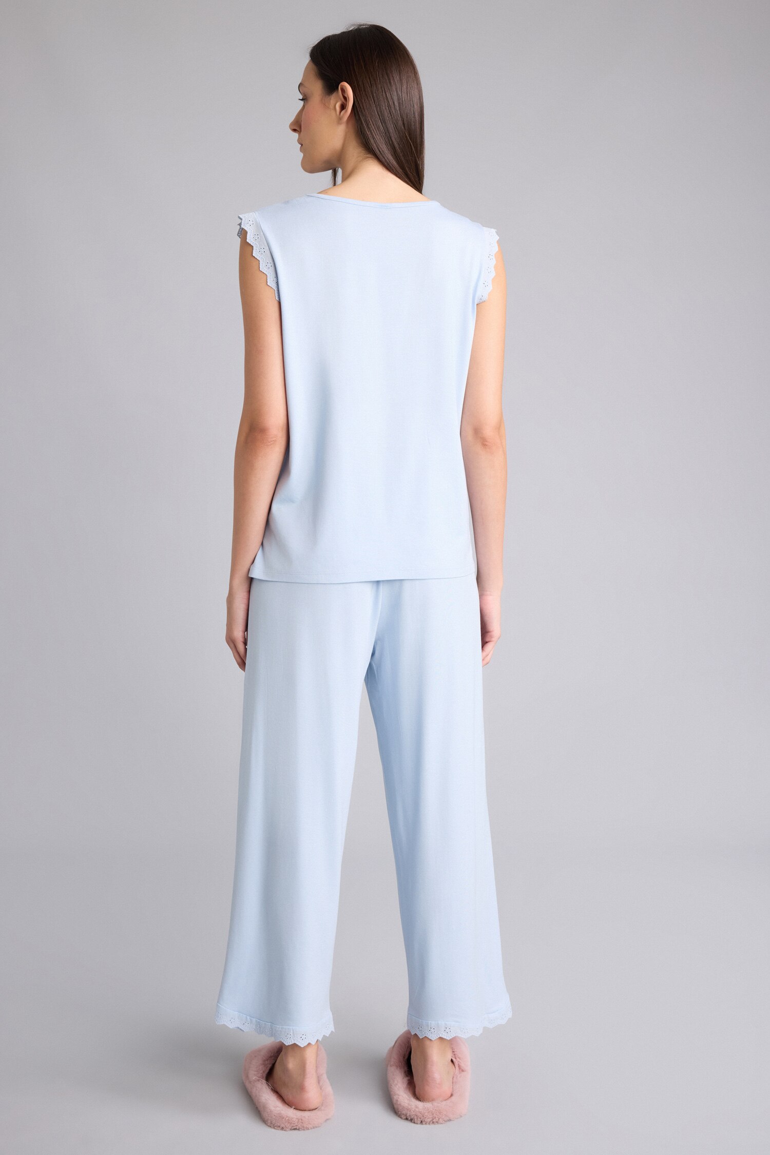 DeFacto Regular Fit Kolsuz Üst Uzun Alt Pijama Takımı görsel 6
