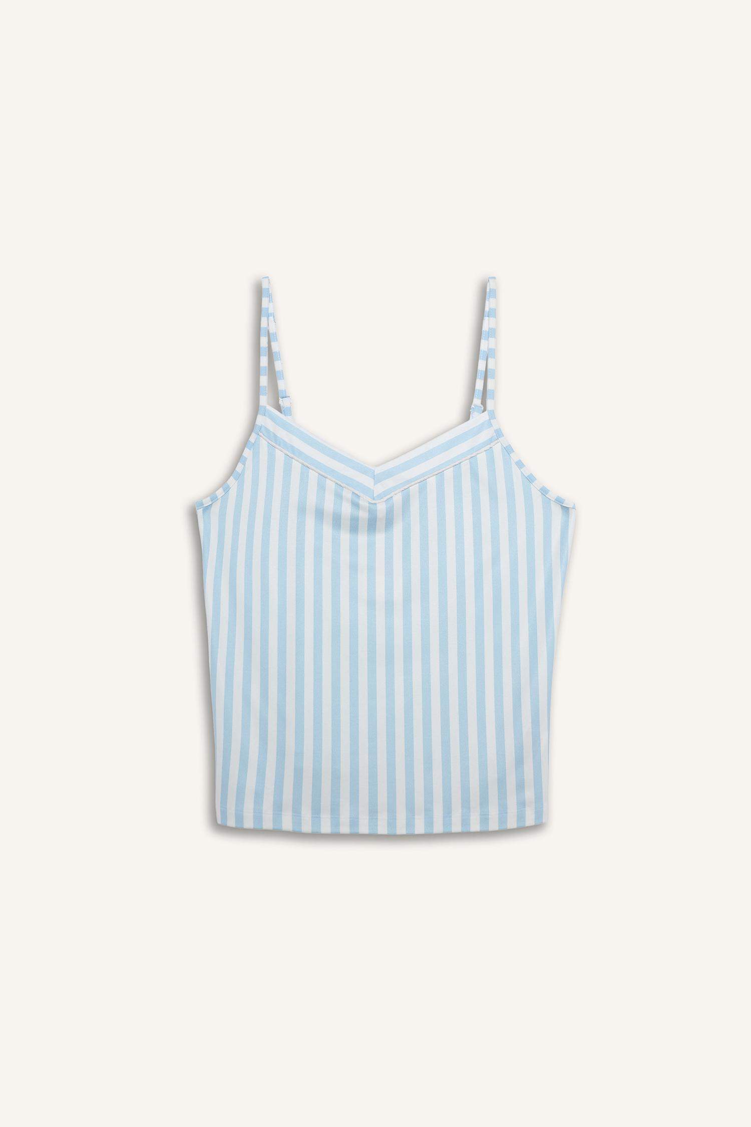 Çizgili Askılı Üst