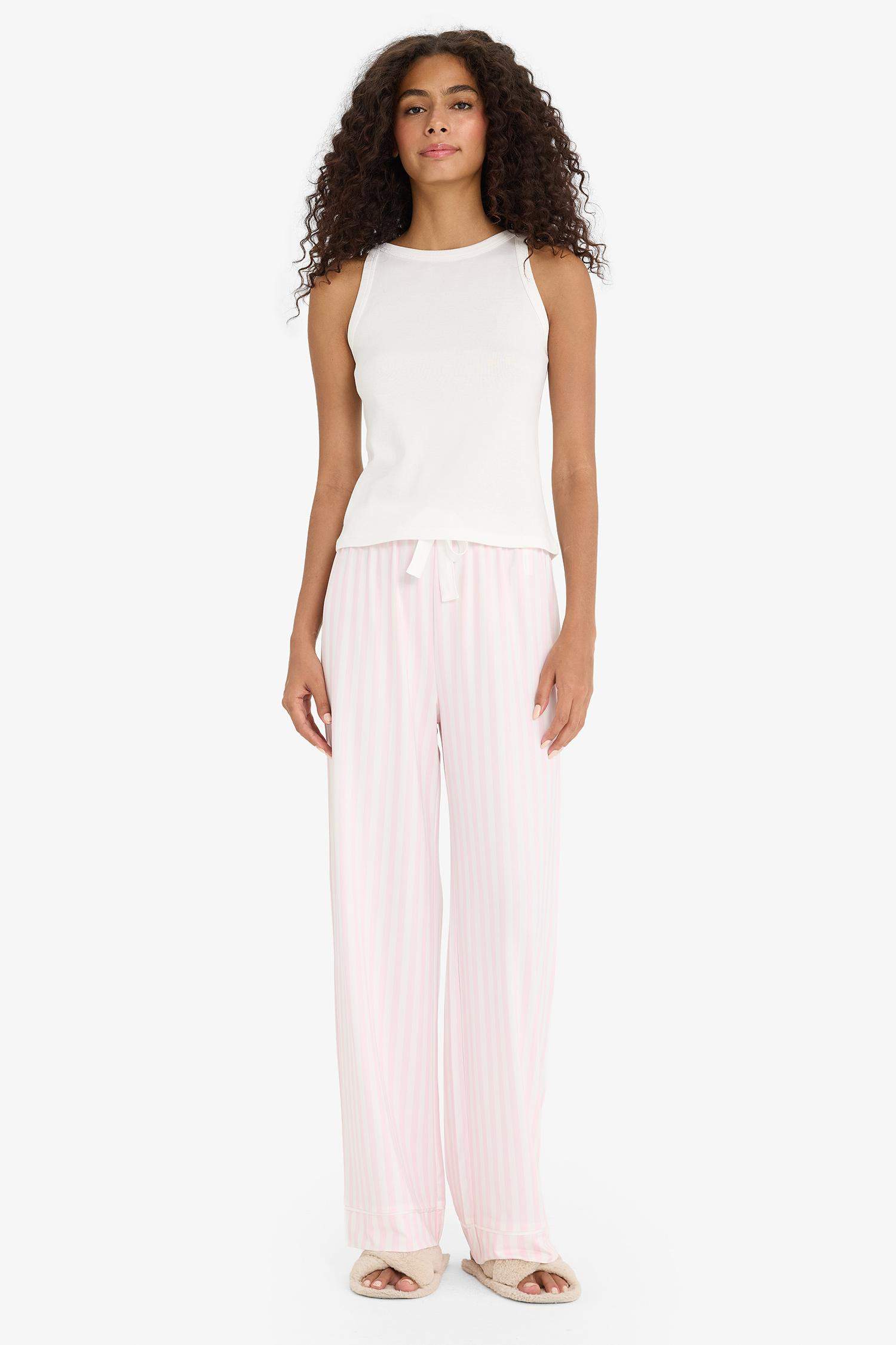 Regular Fit Çizgili Uzun Pijama Altı-Fall in Love