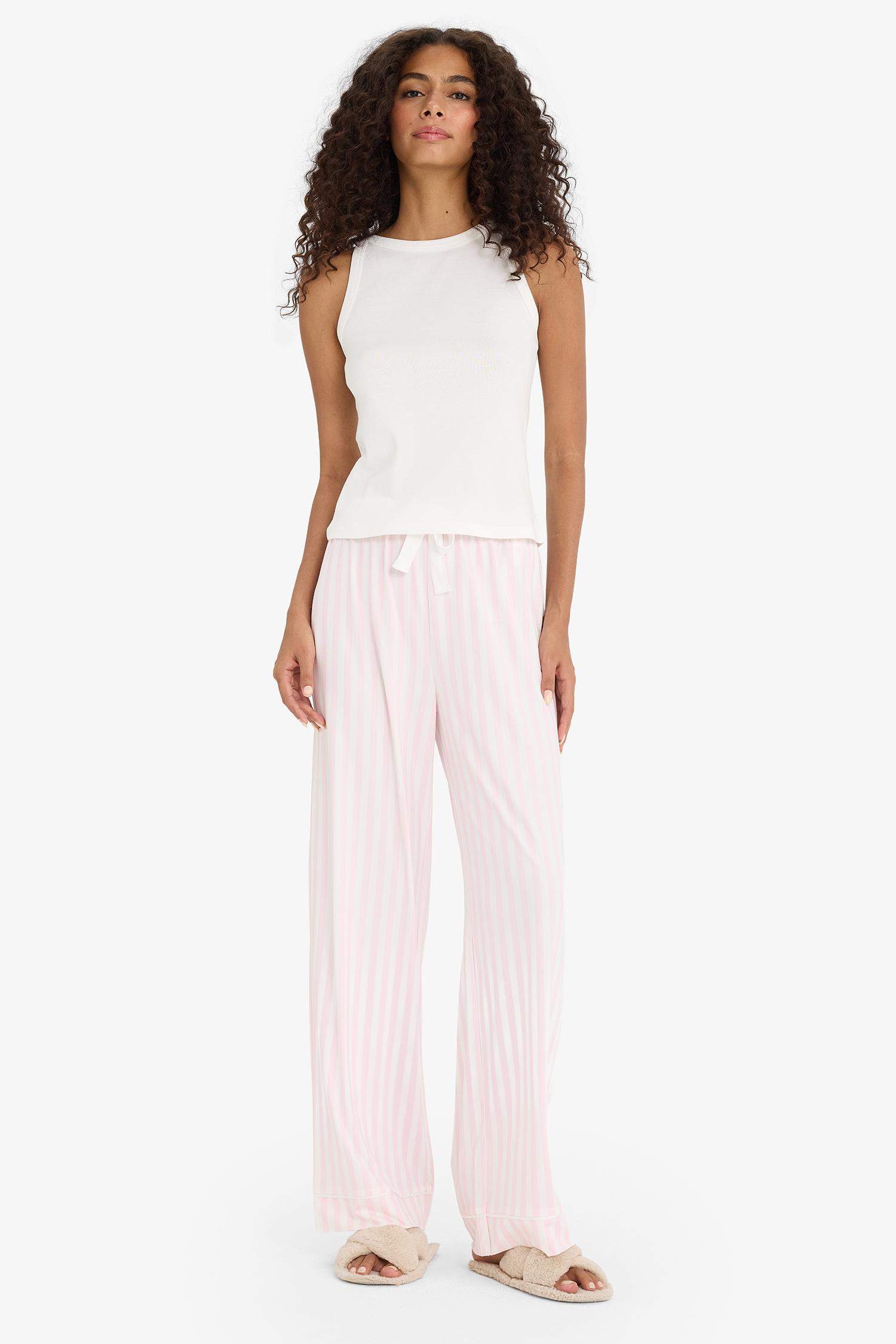 Regular Fit Çizgili Uzun Pijama Altı-Fall in Love