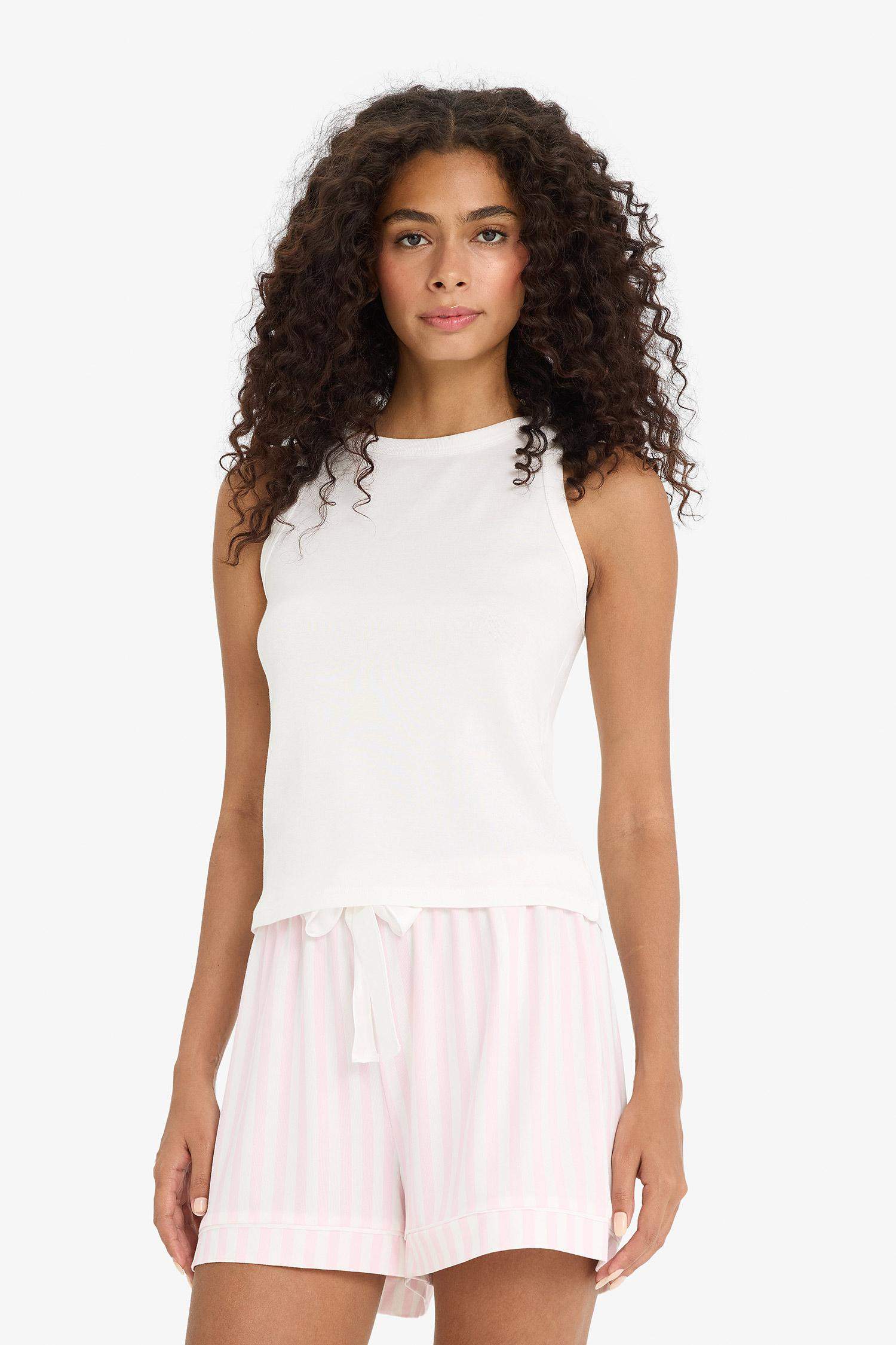 Regular Fit Çizgili Şort Pijama Altı-Fall in Love