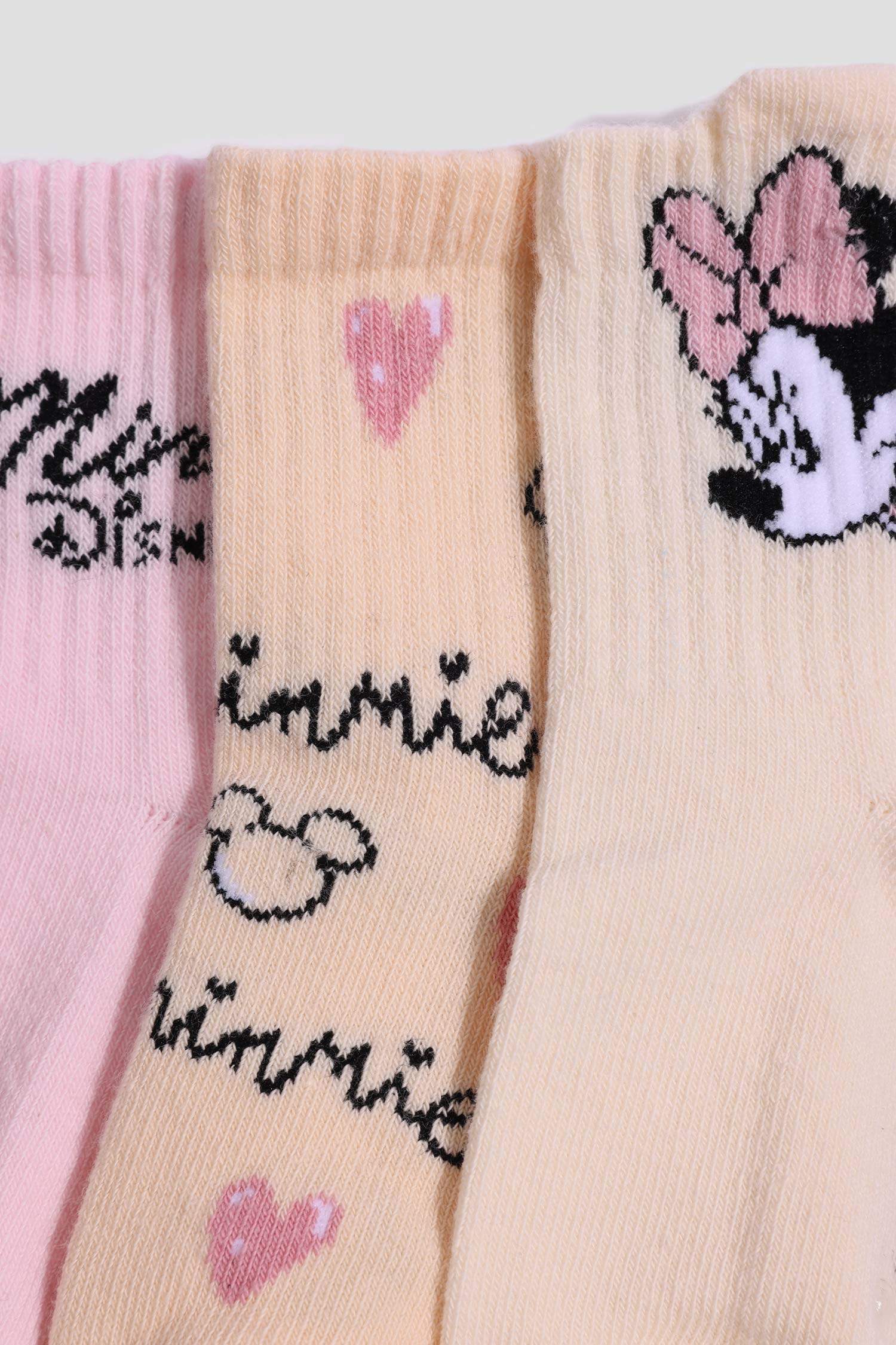 Kız Bebek Disney Mickey & Minnie Kaydırmaz Taban 3'lü Pamuklu Uzun Çorap