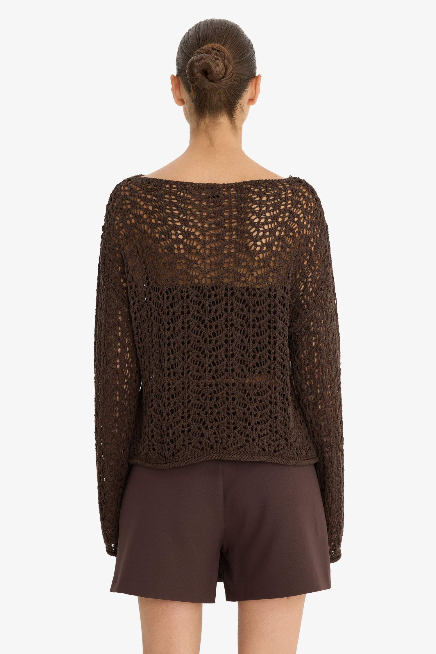 Regular Fit Kayık Yaka Ajurlu Kazak