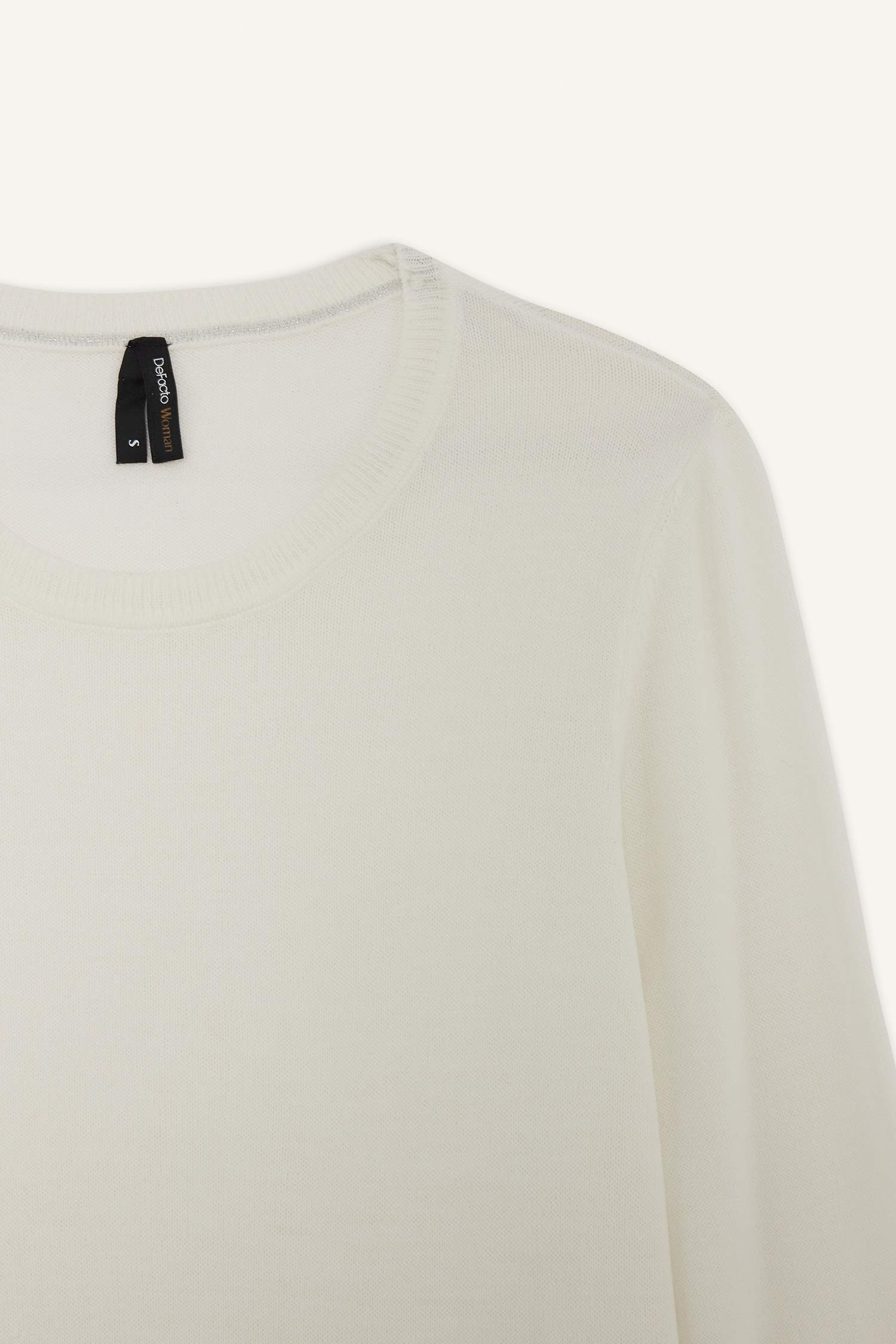 Regular Fit Yumuşak Dokulu Bisiklet Yaka Basic Düz Triko Kazak