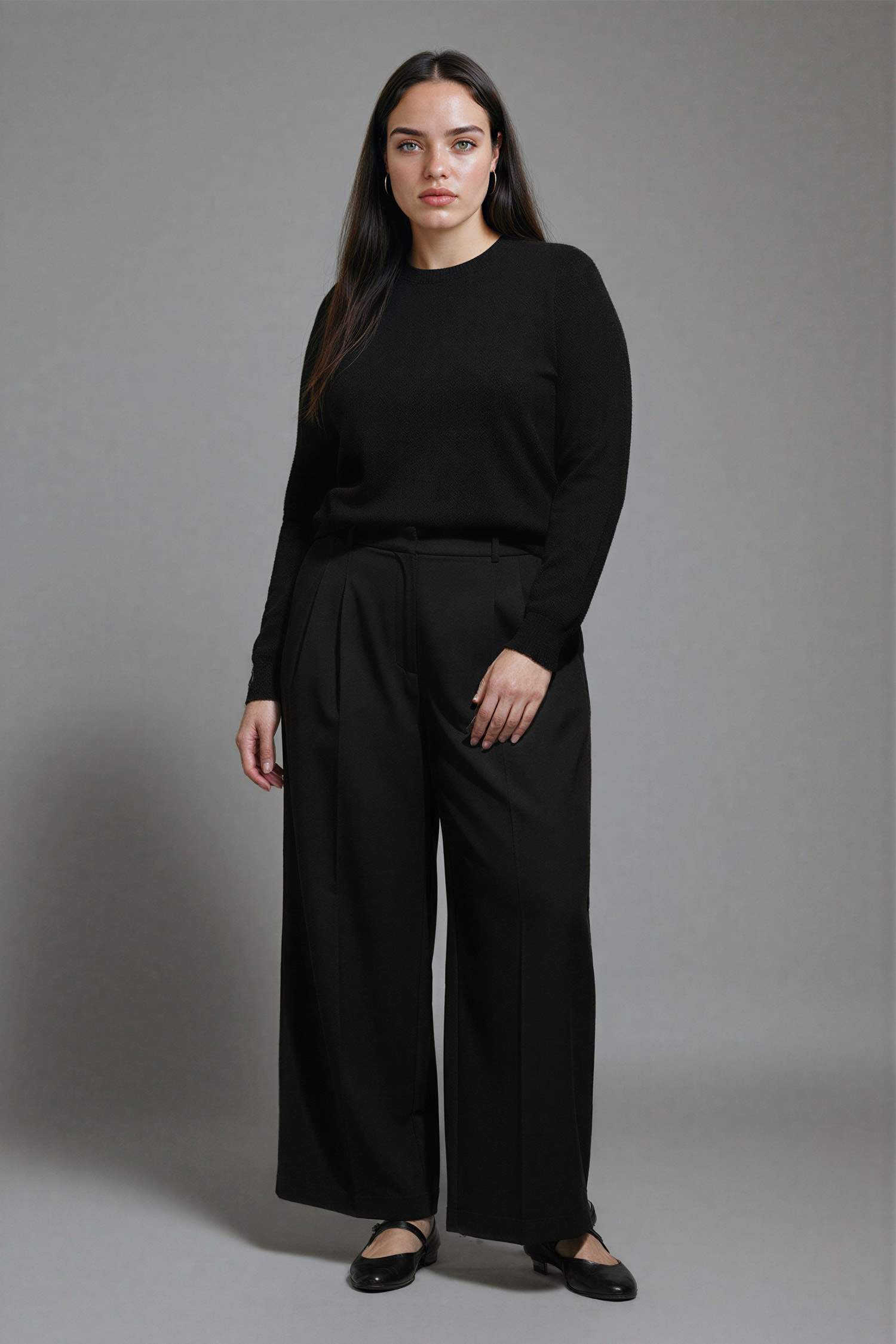 بلوفر قصة عادية بياقة مستديرة