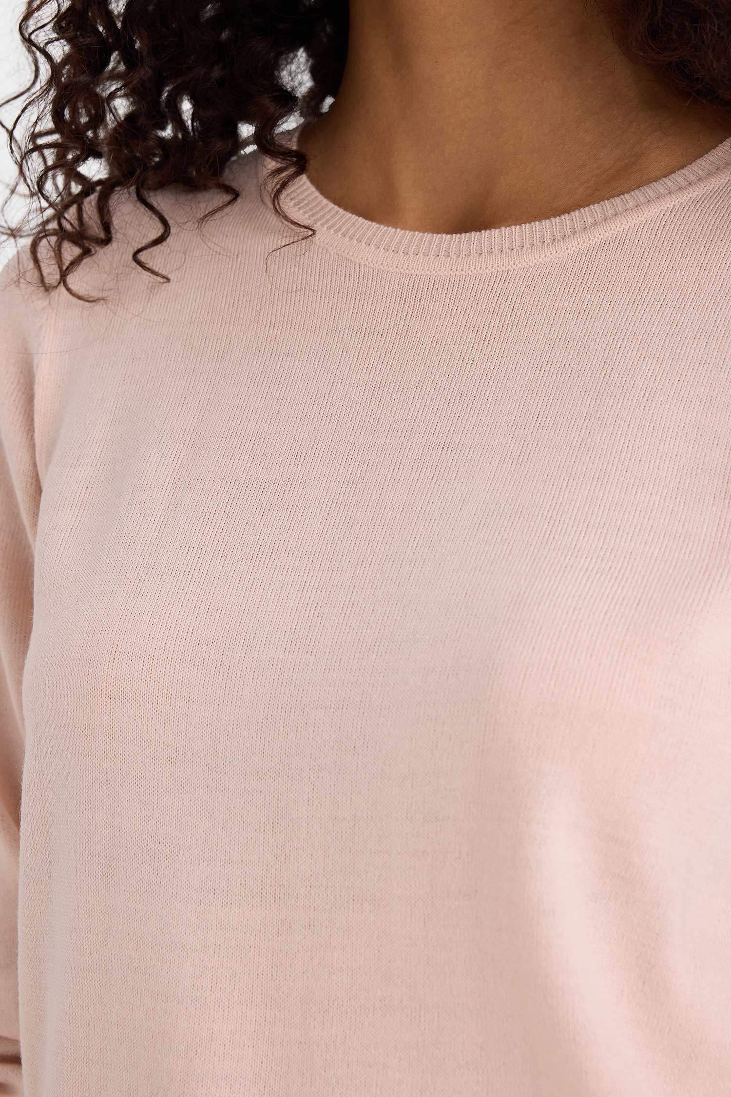 Regular Fit Yumuşak Dokulu Bisiklet Yaka Basic Düz Triko Kazak