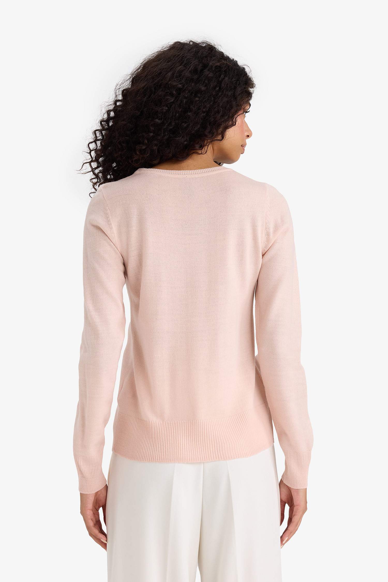 Regular Fit Yumuşak Dokulu Bisiklet Yaka Basic Düz Triko Kazak