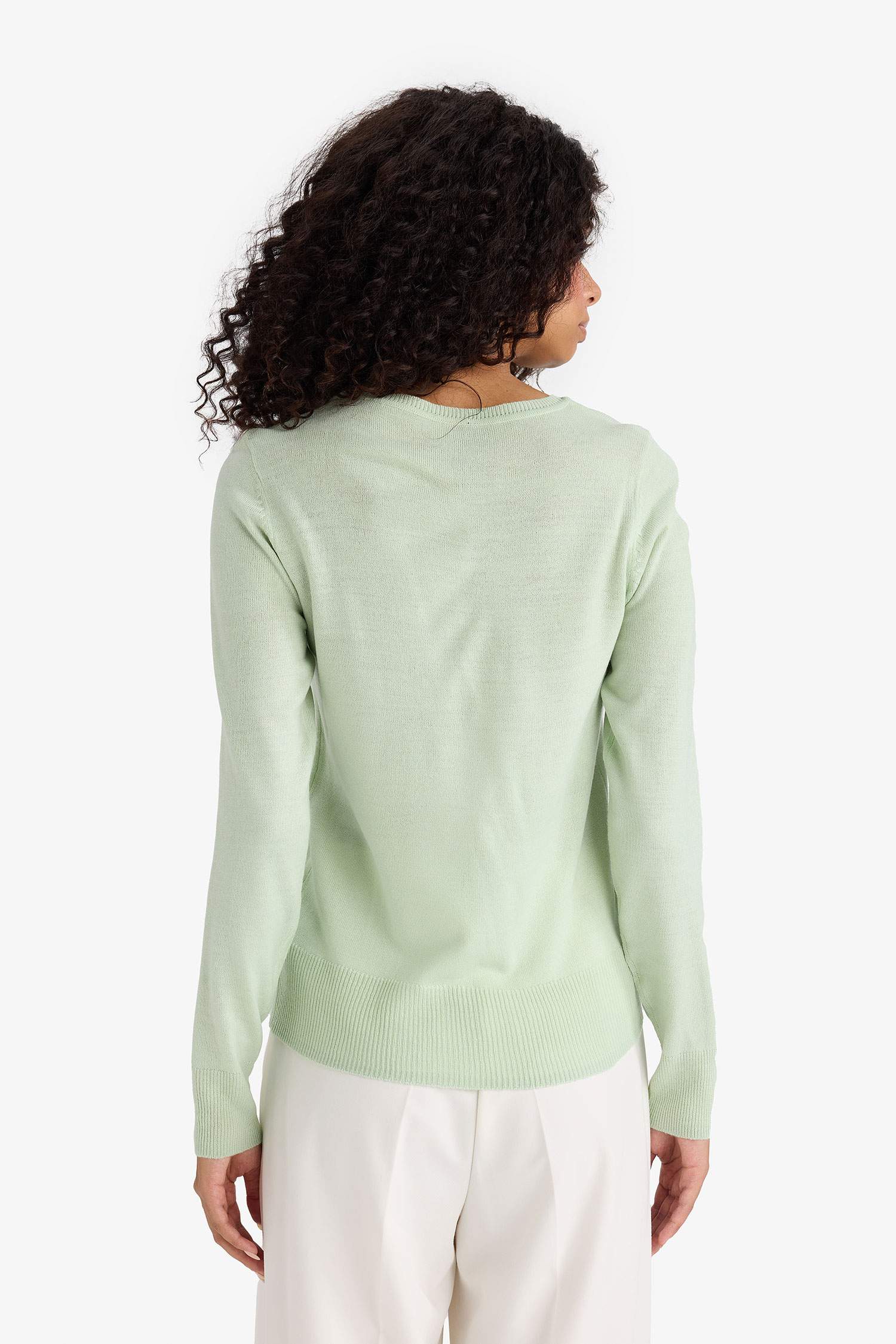 Regular Fit Yumuşak Dokulu Bisiklet Yaka Basic Düz Triko Kazak