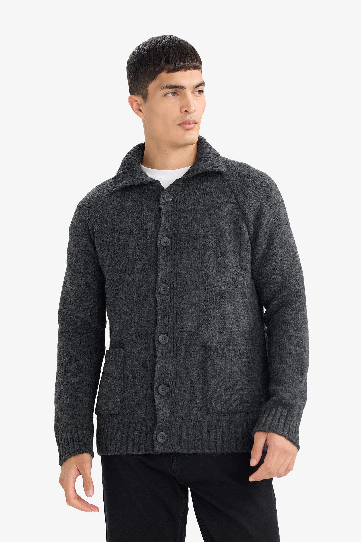 Cardigan en tricot à demi-col roulé Coupe standard