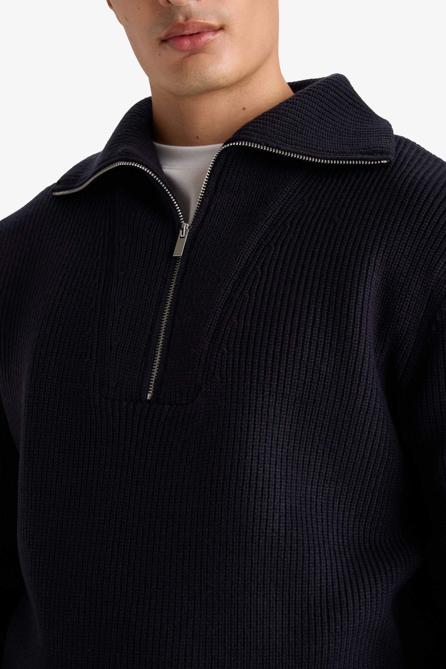 Standard Fit Zipper Knitwear Pullover