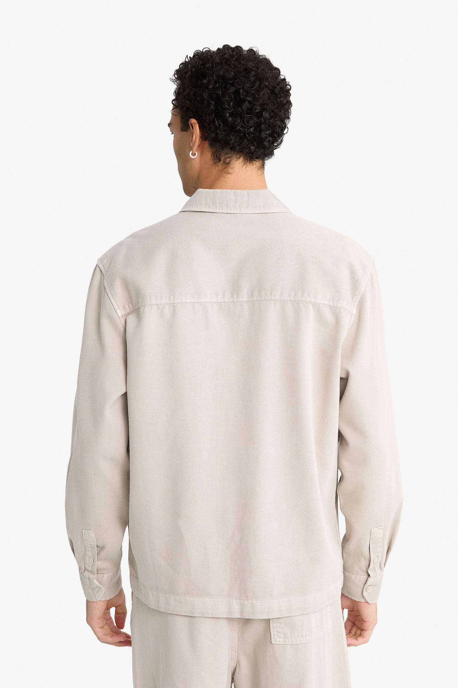 Boxy Fit Polo Yaka Twill Uzun Kollu Gömlek