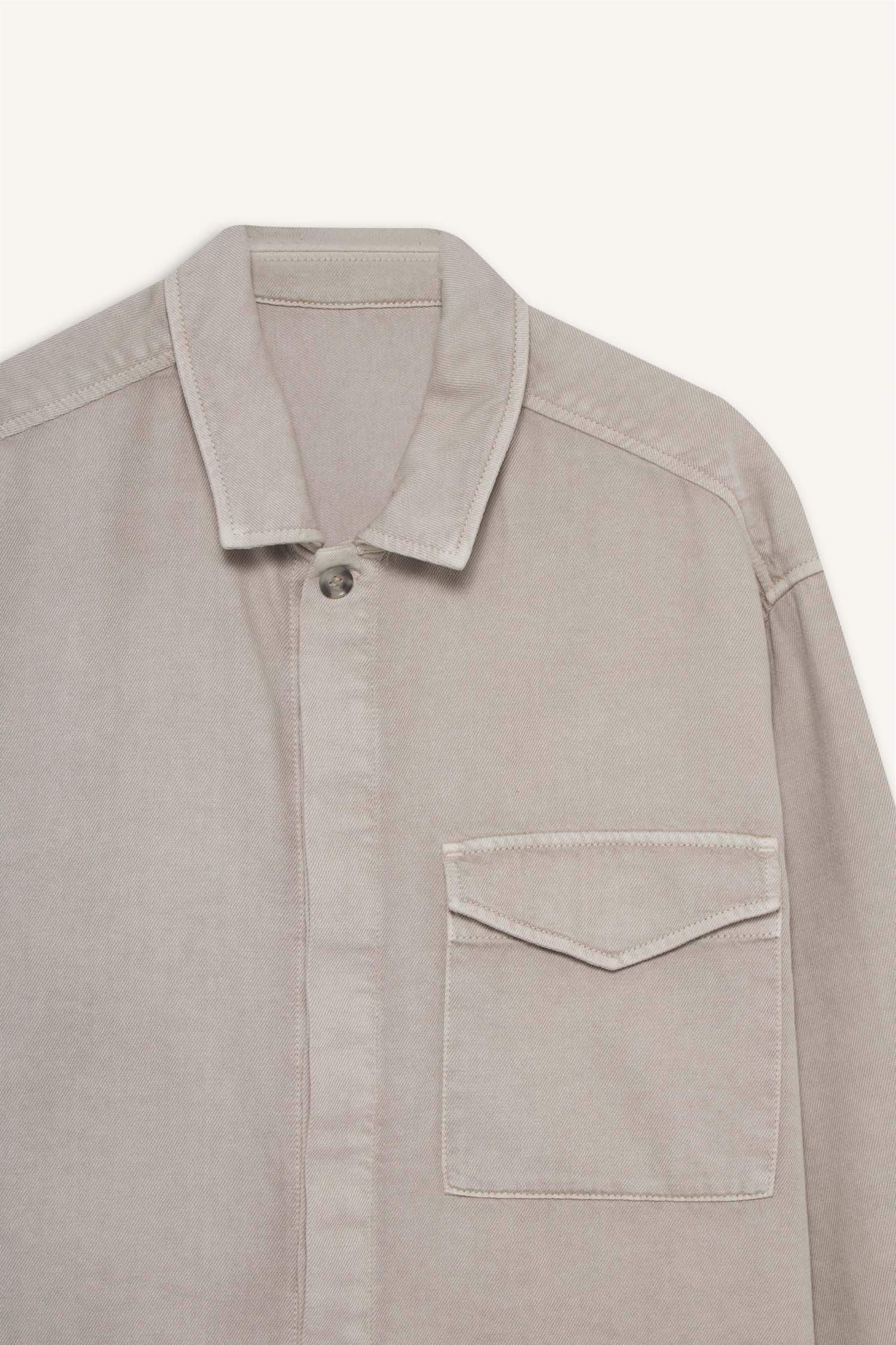 Boxy Fit Polo Yaka Twill Uzun Kollu Gömlek