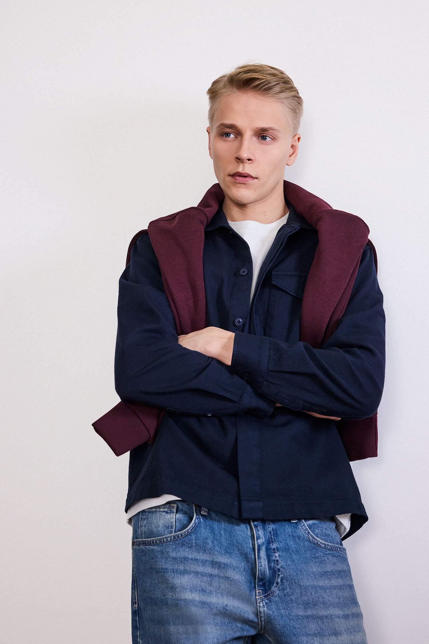 Boxy Fit Polo Yaka Twill Uzun Kollu Gömlek