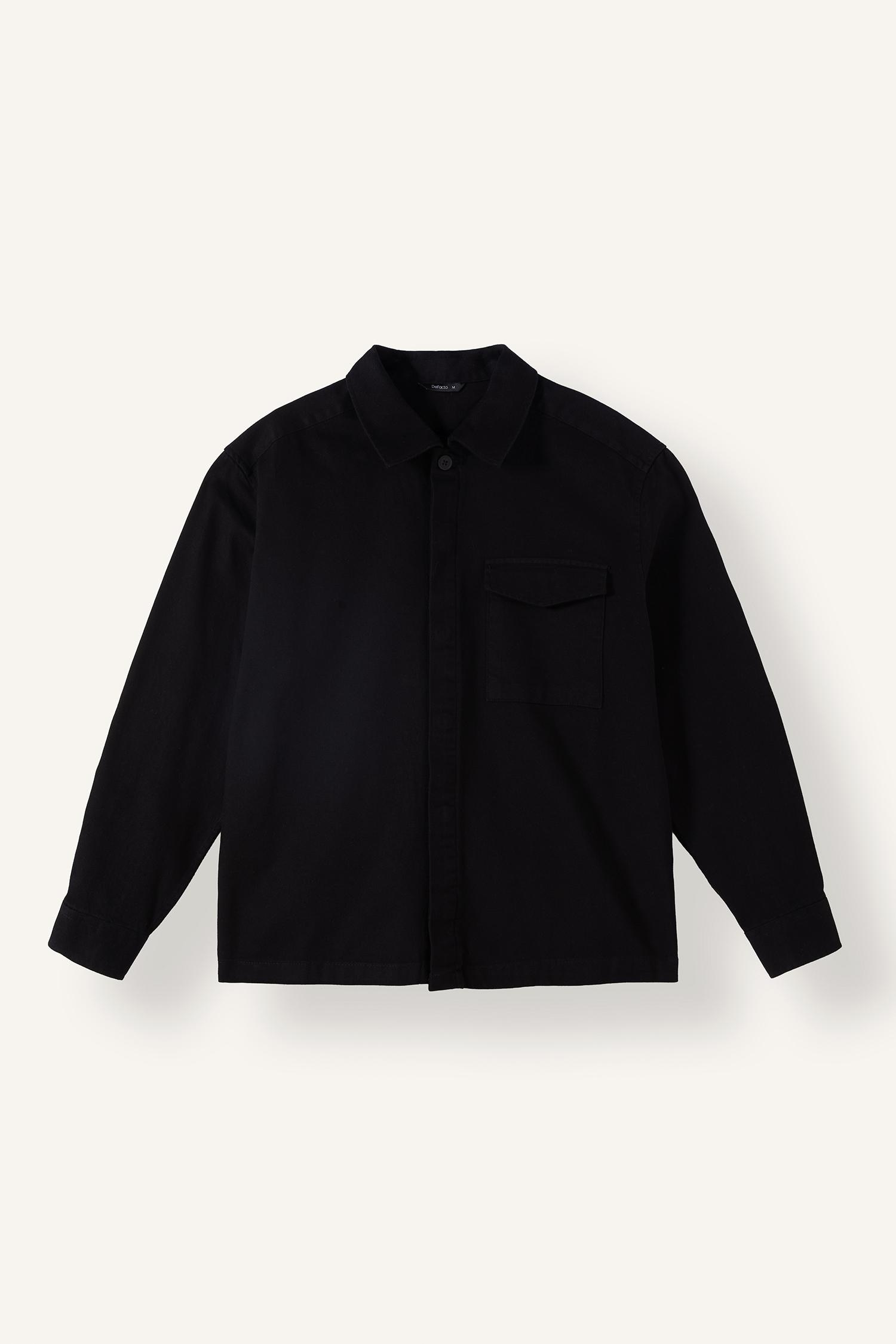 DeFacto %100 Pamuk Boxy Fit Basic Gömlek Ceket görsel 6
