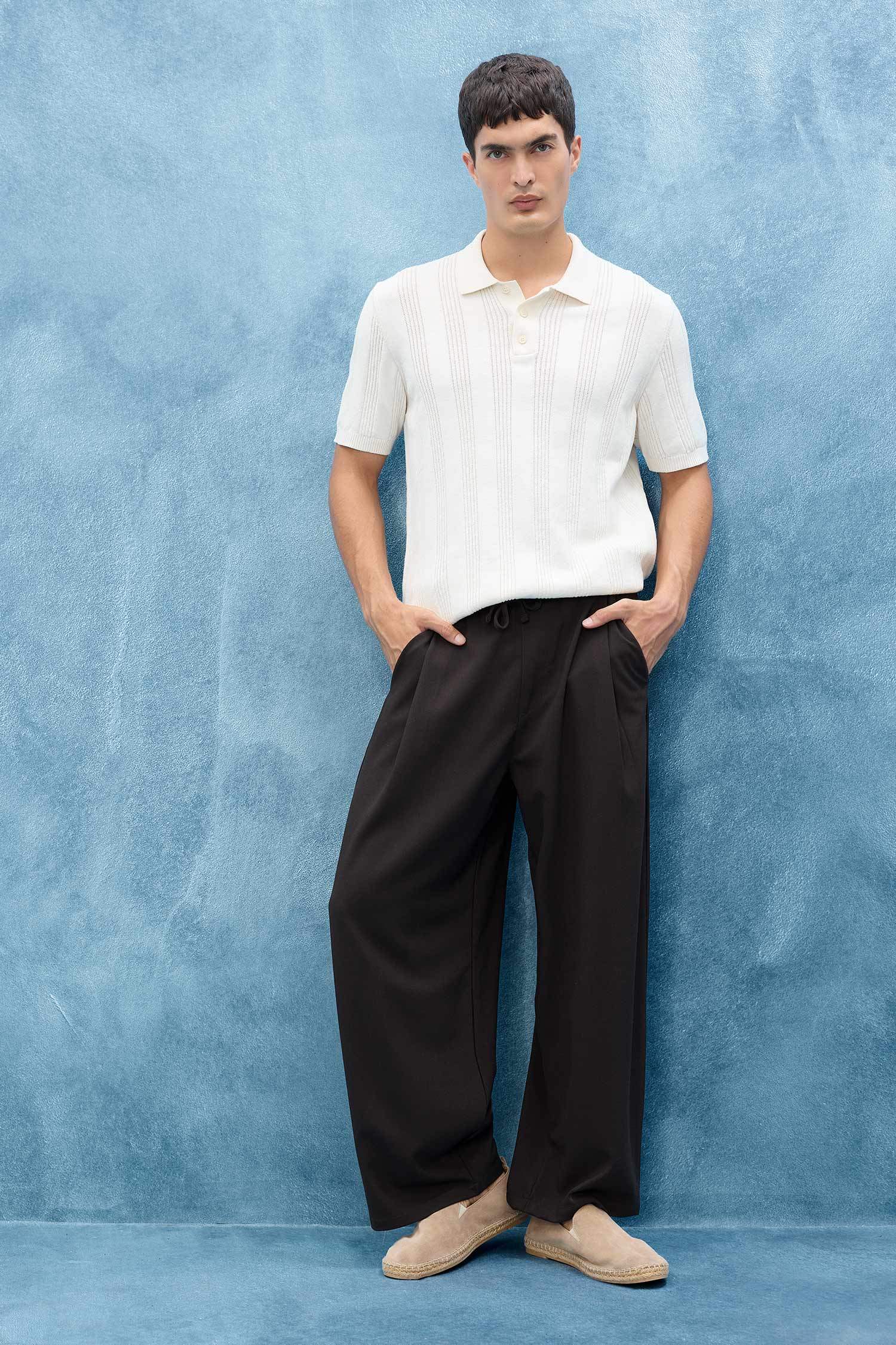 %100 Pamuk Polo Yaka Kısa Kollu Triko Tişört