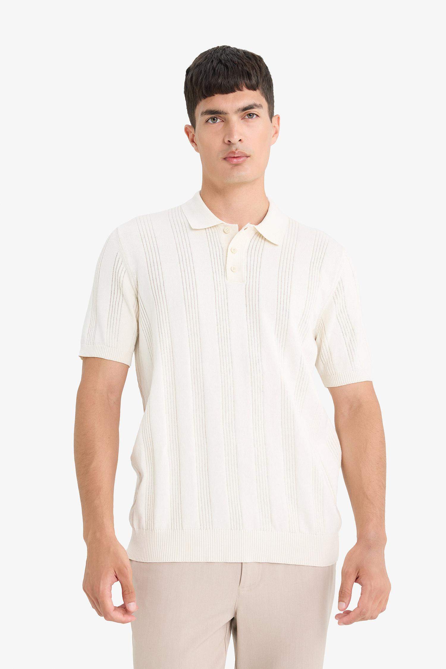 %100 Pamuk Polo Yaka Kısa Kollu Triko Tişört