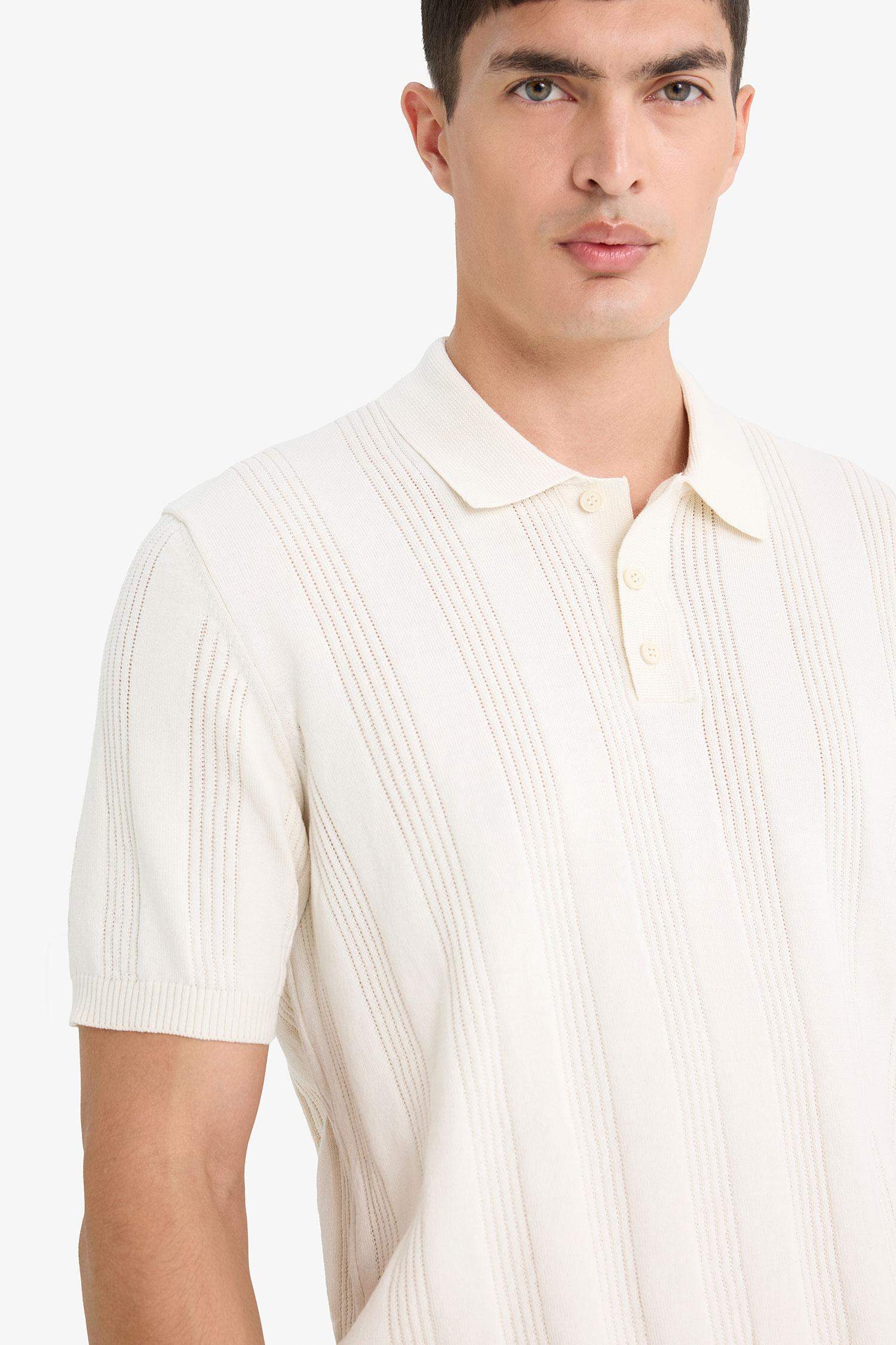 %100 Pamuk Polo Yaka Kısa Kollu Triko Tişört