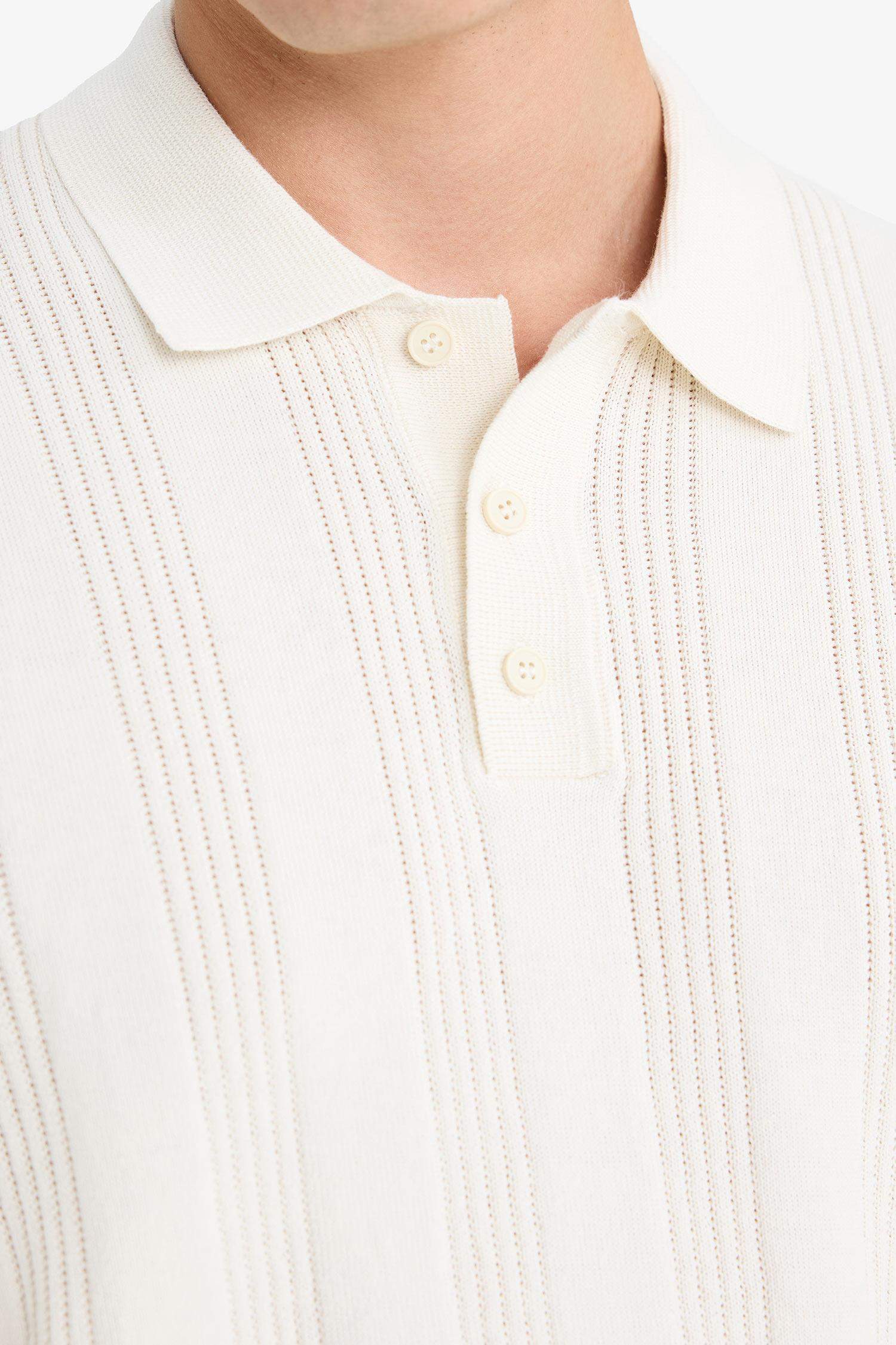 %100 Pamuk Polo Yaka Kısa Kollu Triko Tişört