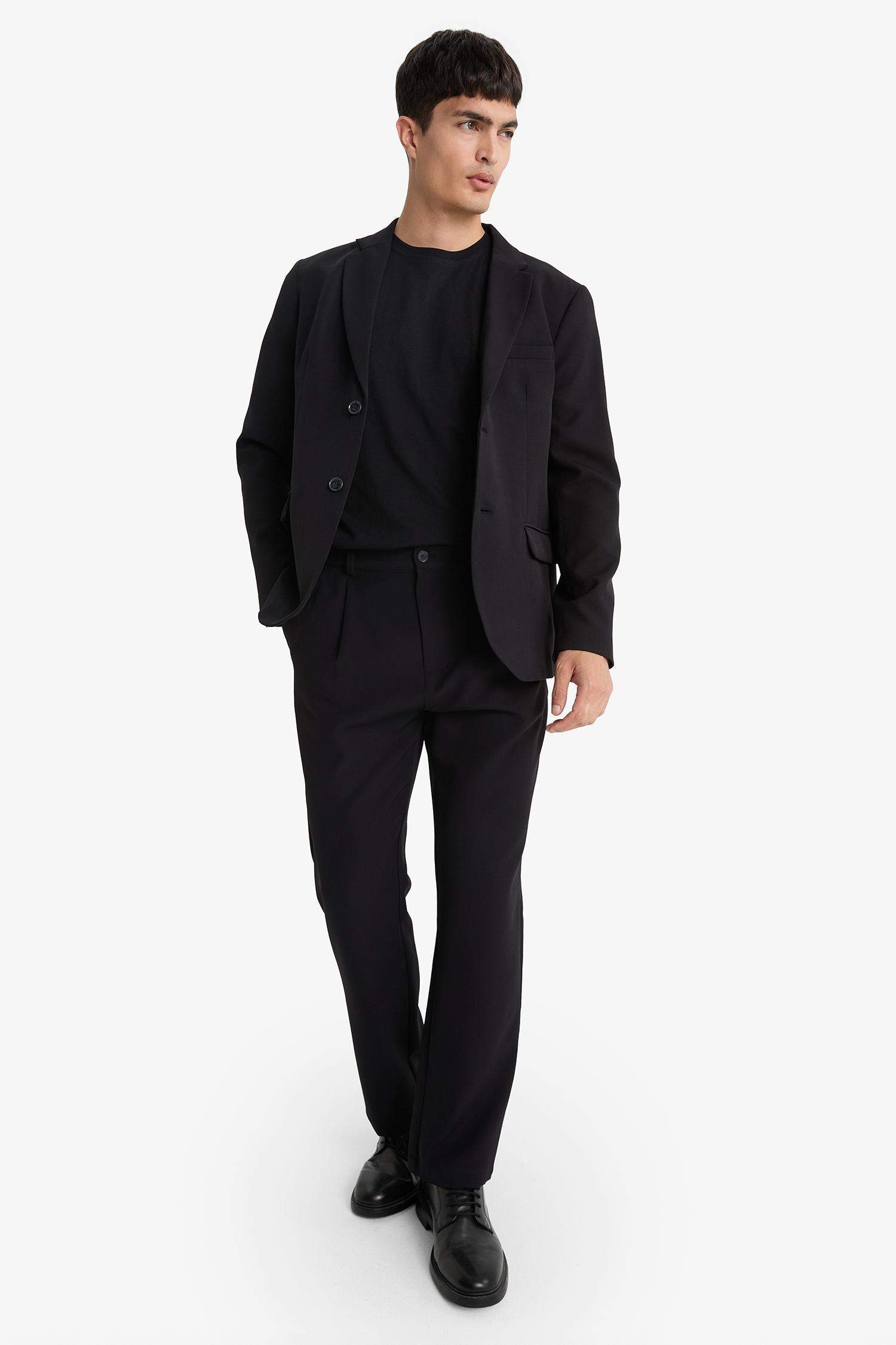 Straight Fit Pileli Cepli Düz Paça Kumaş Pantolon