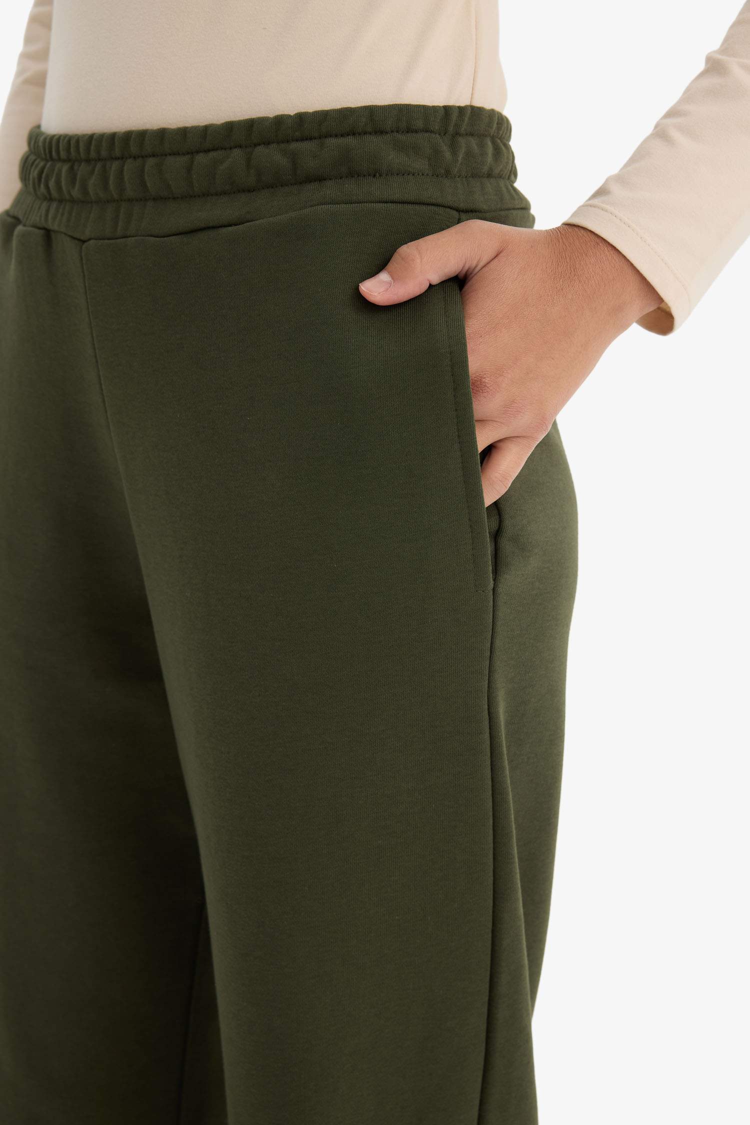 Straight Fit Beli Lastikli Basic Düz Cepli Eşofman Altı