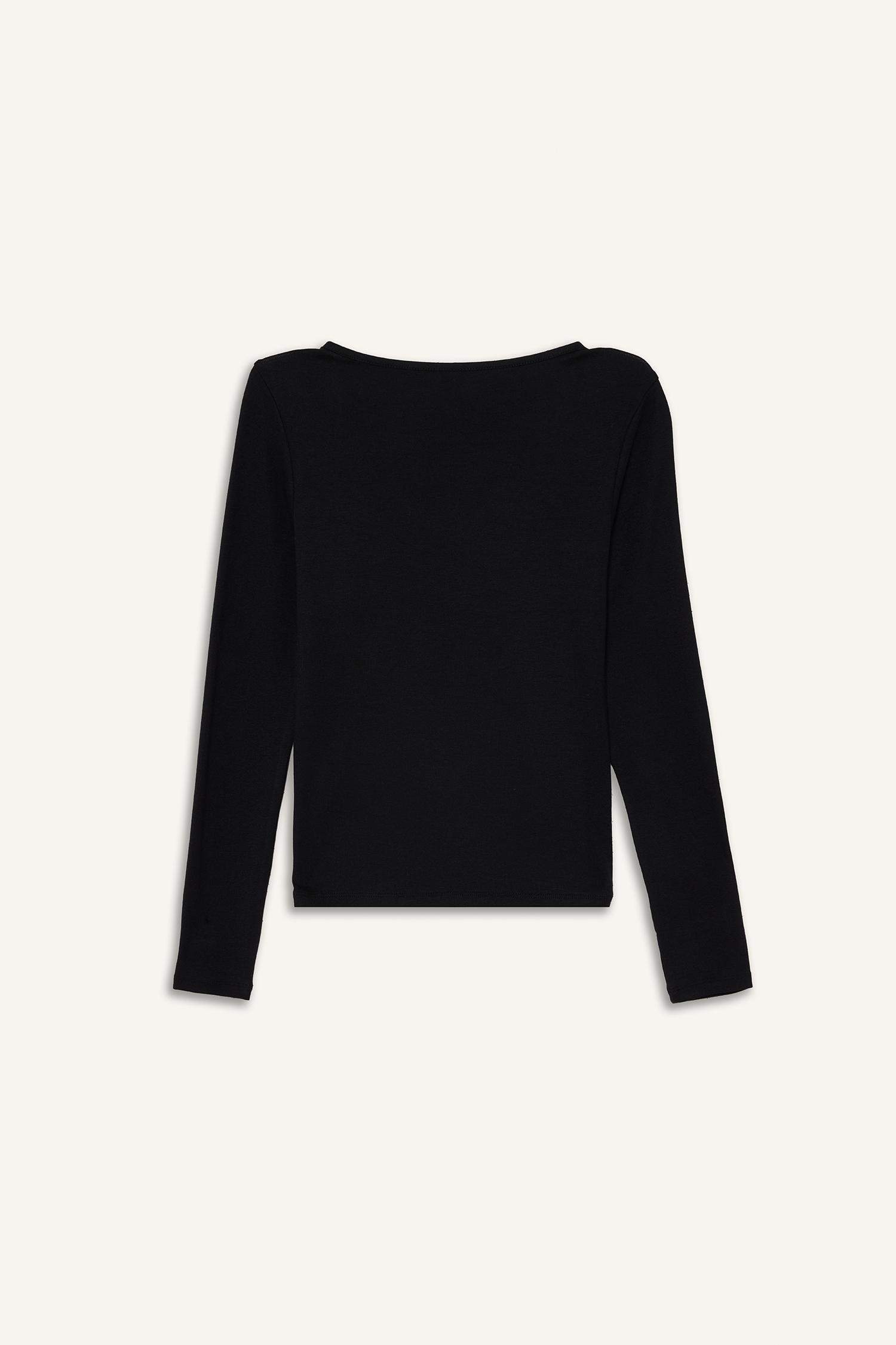 Slim Fit Dar Kesim Basic Düz Modal Uzun Kollu Tişört