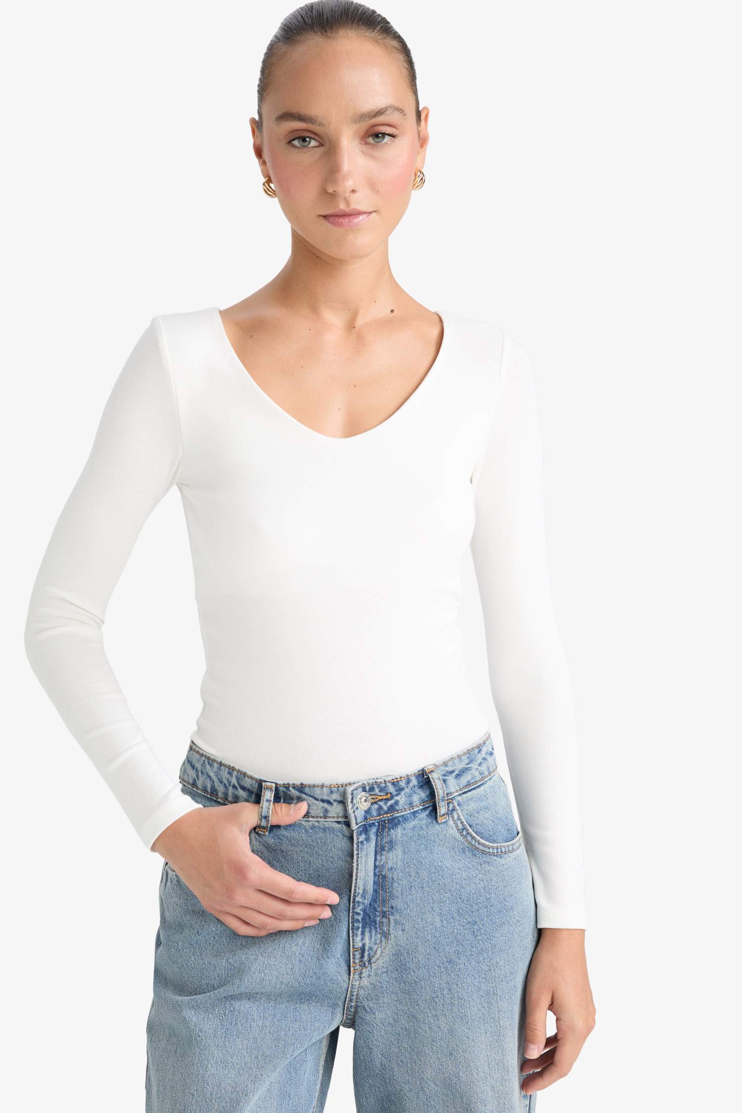 تيشيرت سادة ردن طويل سليم فيت