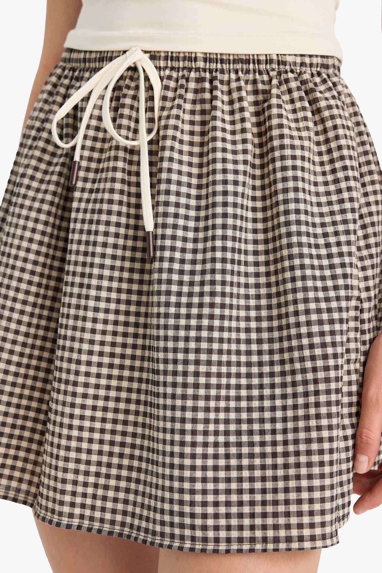 чек a сызығы қысқа ұзындық Тоқылған юбка