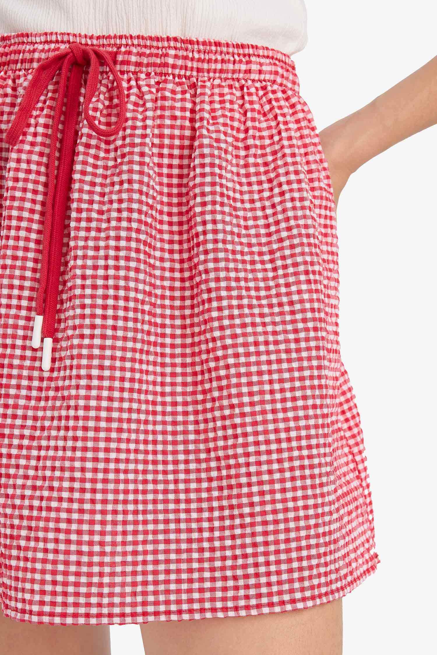 A Cut Plaid Wowen Fabrics Normal Waist Mini Skirt