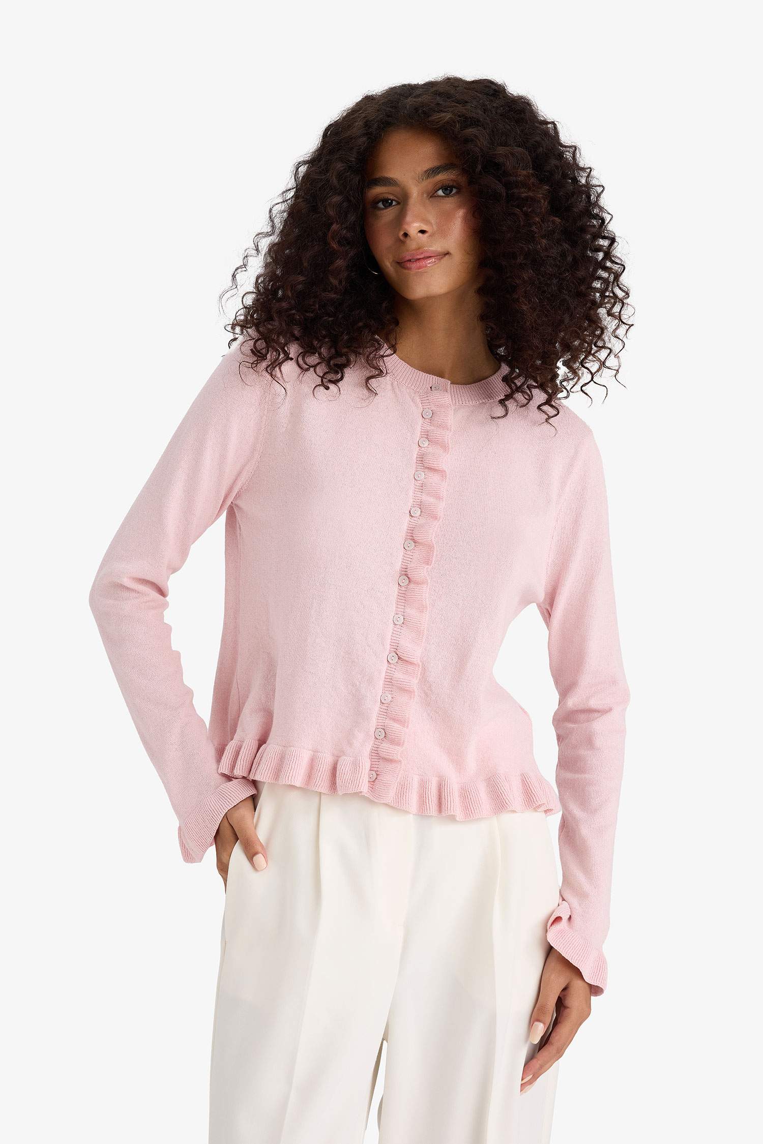 Regular Fit Crew Neck Cardigan