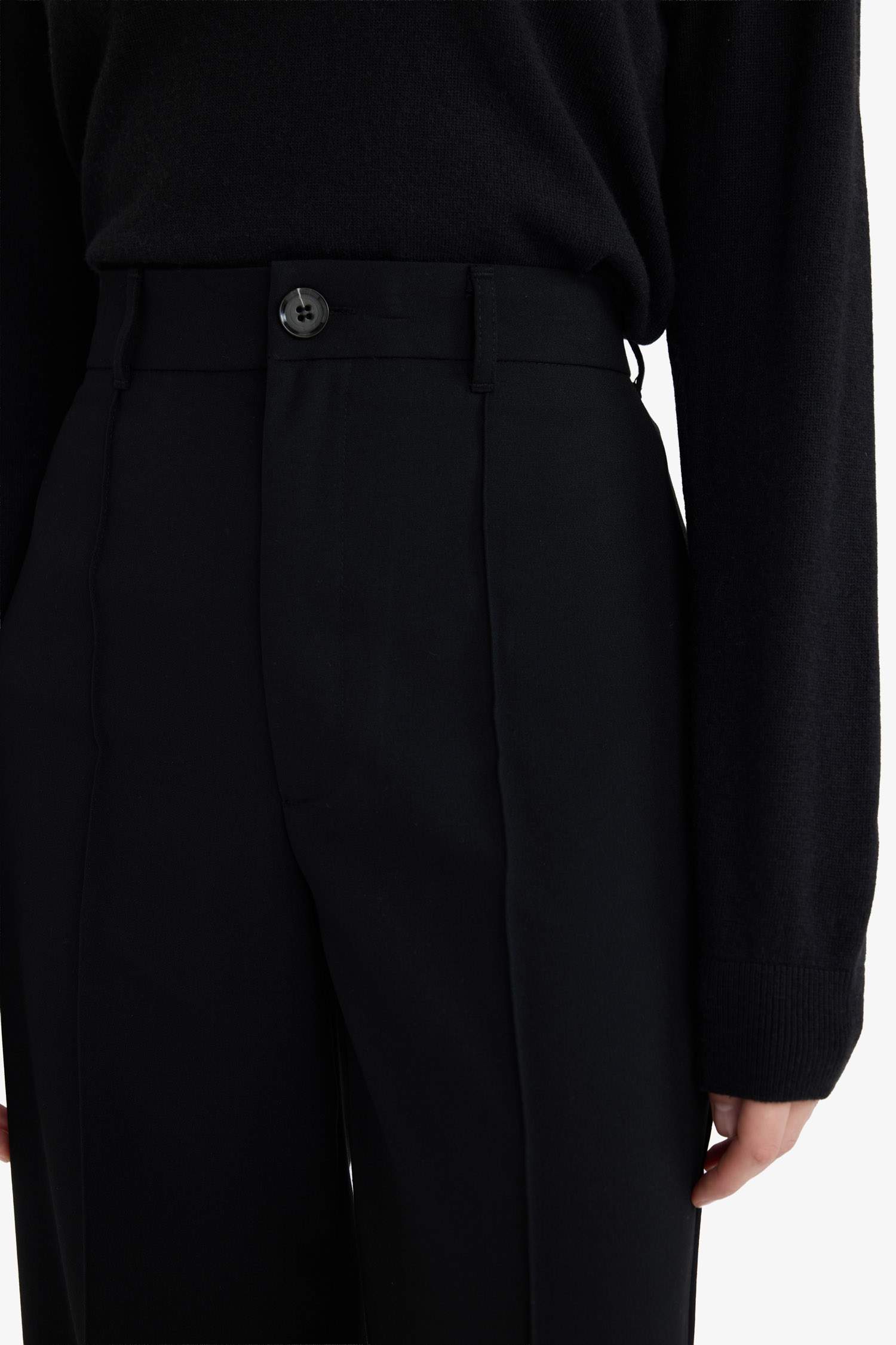 Straight Fit Yüksek Bel Düz Paça Twill Pantolon