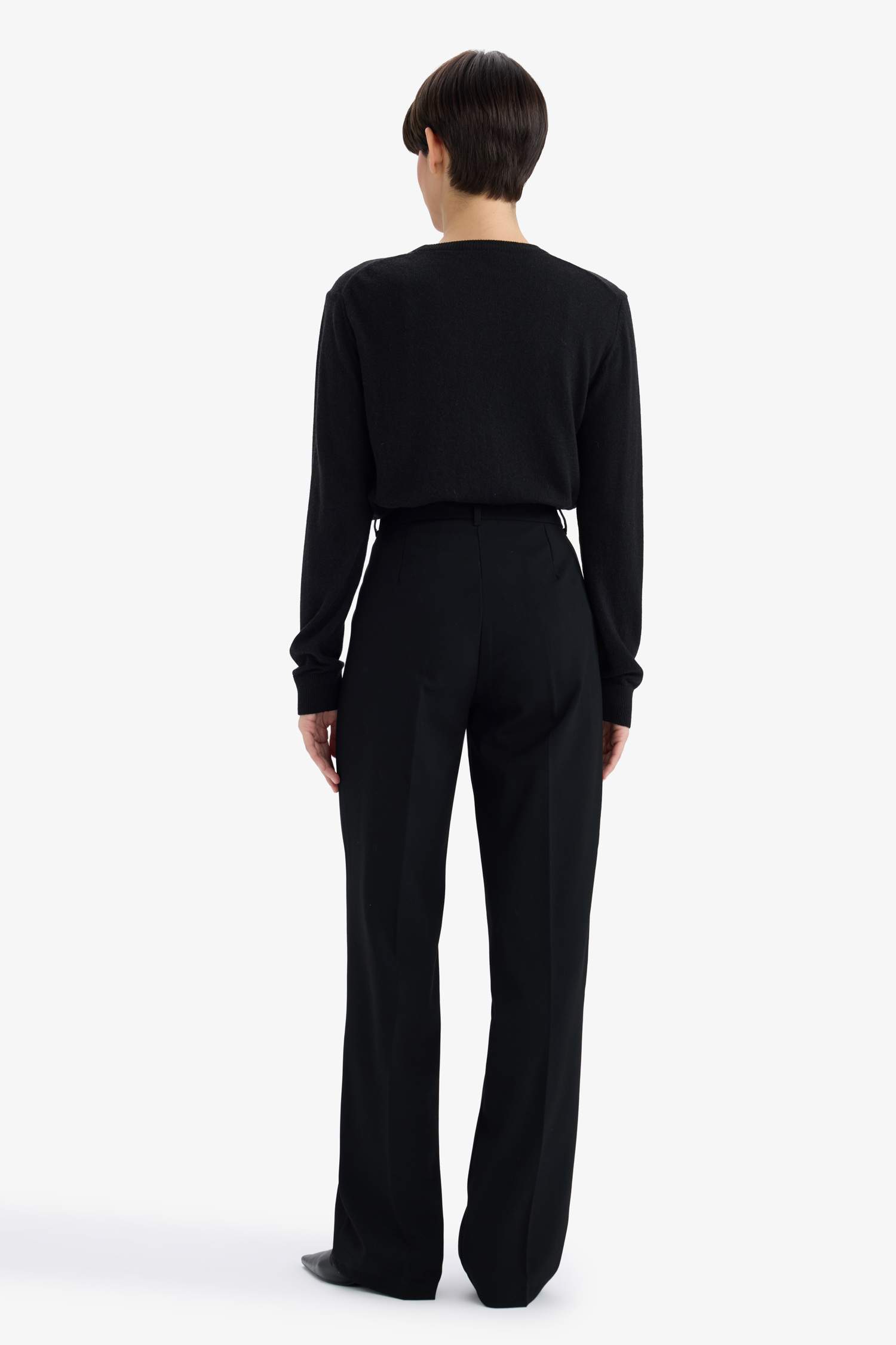 Straight Fit Yüksek Bel Düz Paça Twill Pantolon