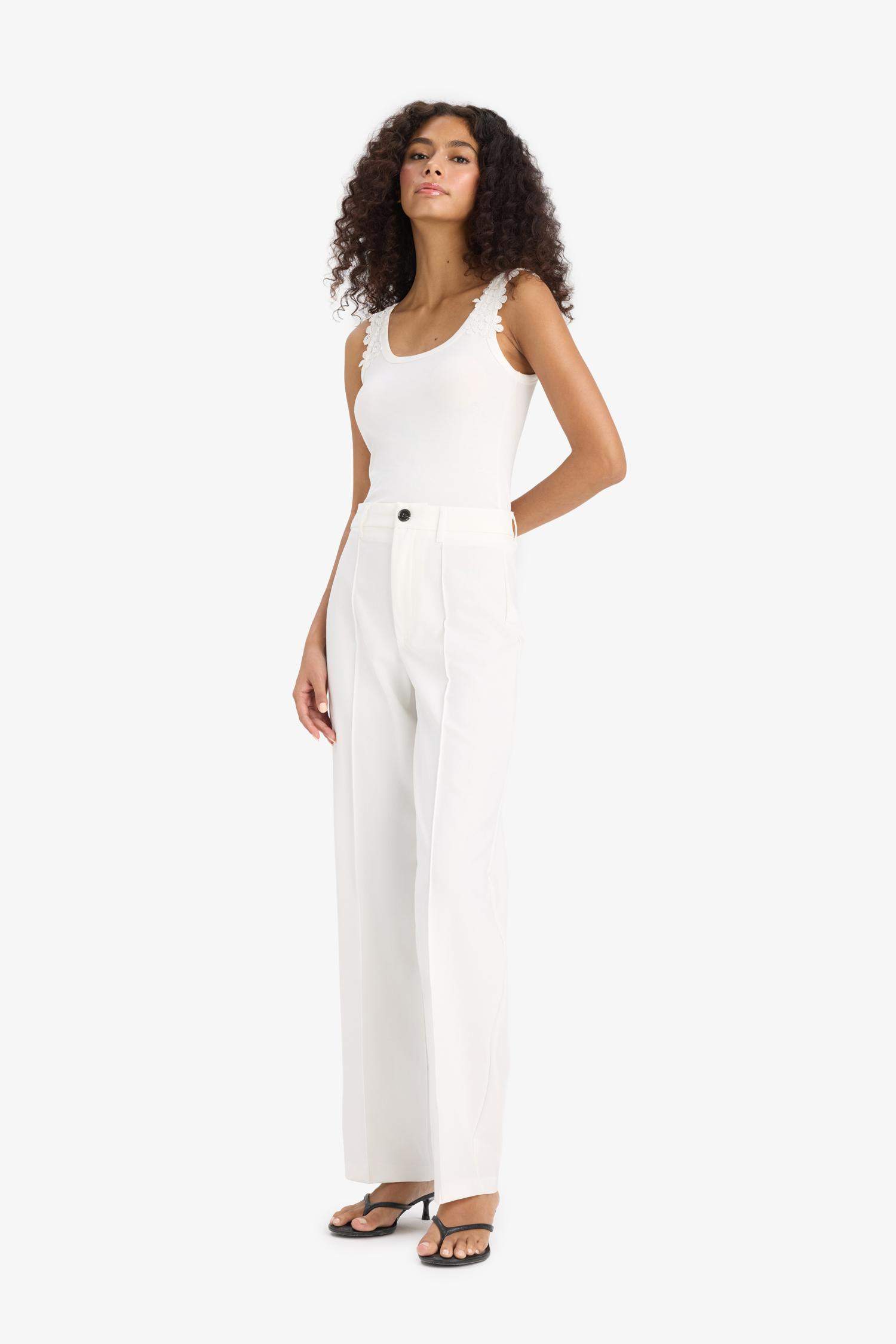 Straight Fit Yüksek Bel Düz Paça Pantolon