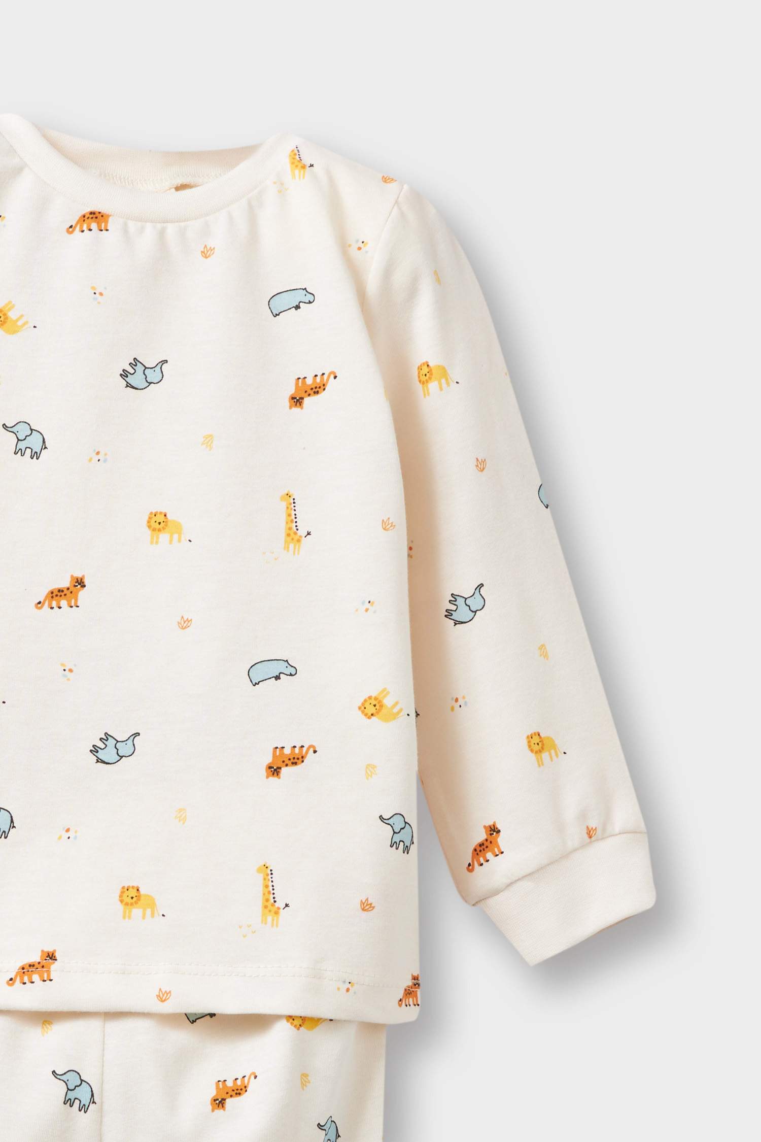 Erkek Bebek 4'lü Pijama Takımı Safari Baskılı Uzun Kollu Penye Üst Uzun Alt