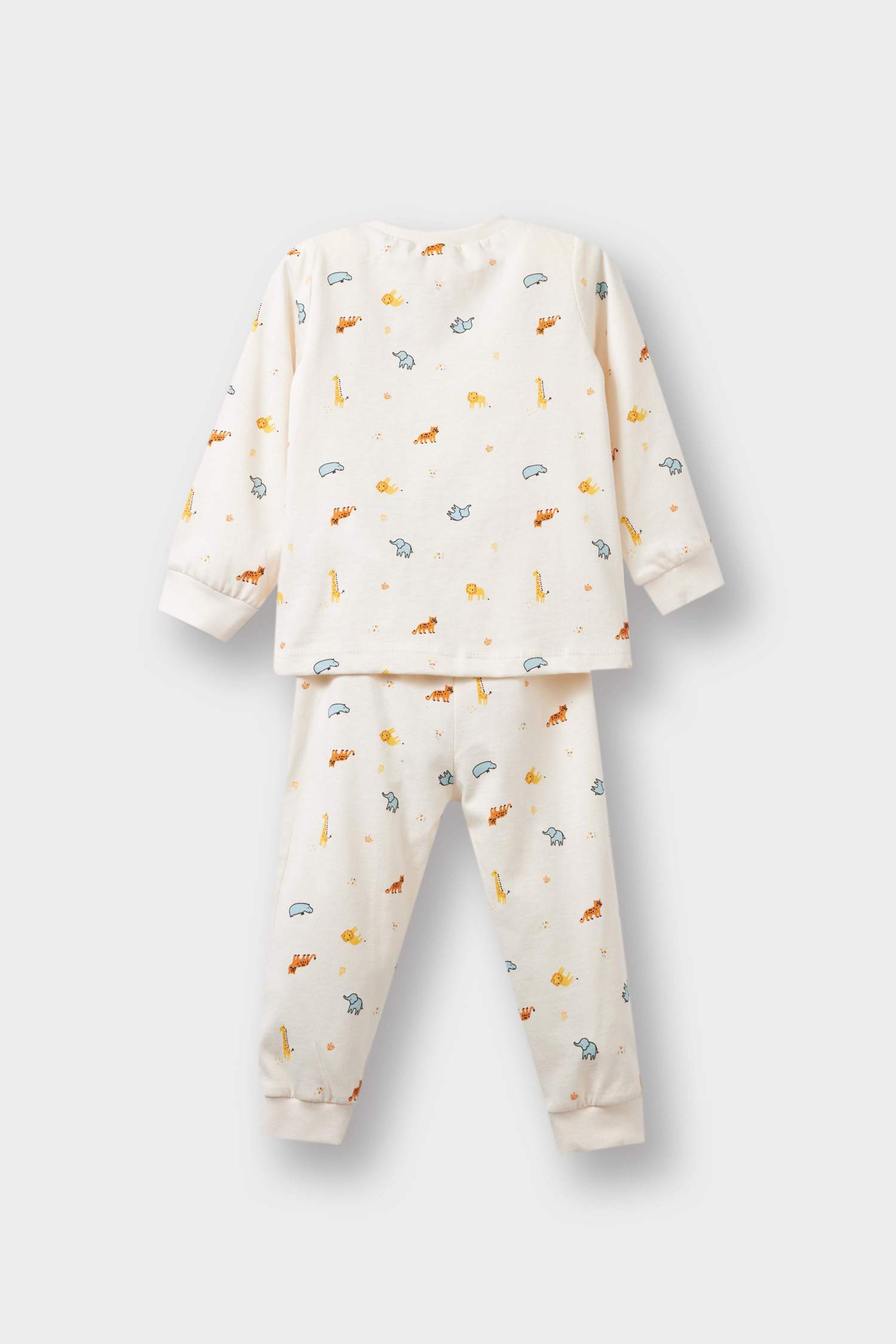 Erkek Bebek 4'lü Pijama Takımı Safari Baskılı Uzun Kollu Penye Üst Uzun Alt